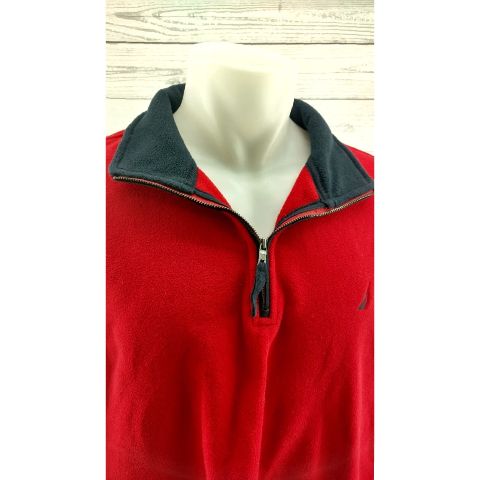 Nautica Nautica Men's Red 1/4 Zip Fleece Polyester Sweater XL Shirt Size US XL / EU 56 / 4 - 4 Thumbnail