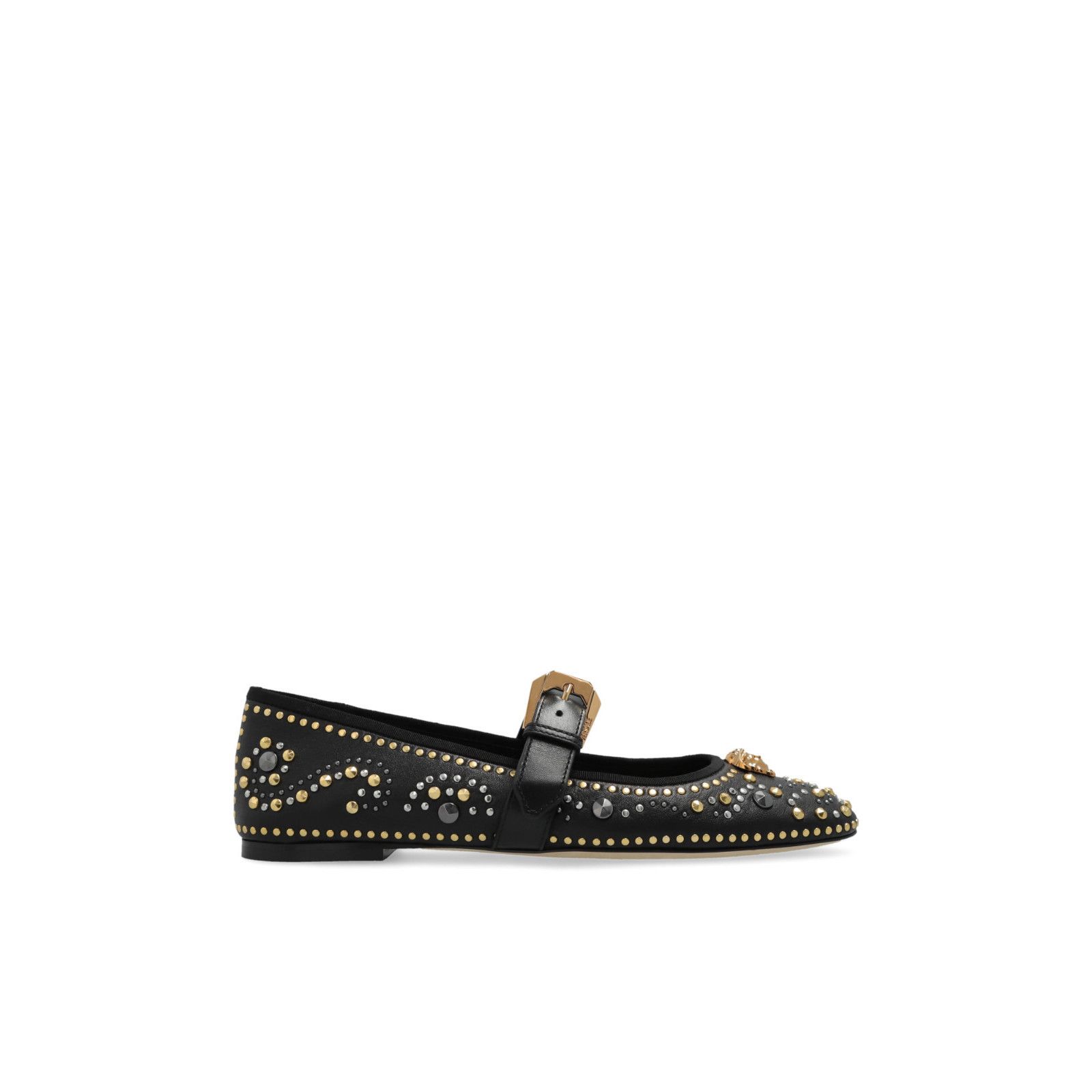 VERSACE Women's Black Ballet Flats With Appliques New And Au