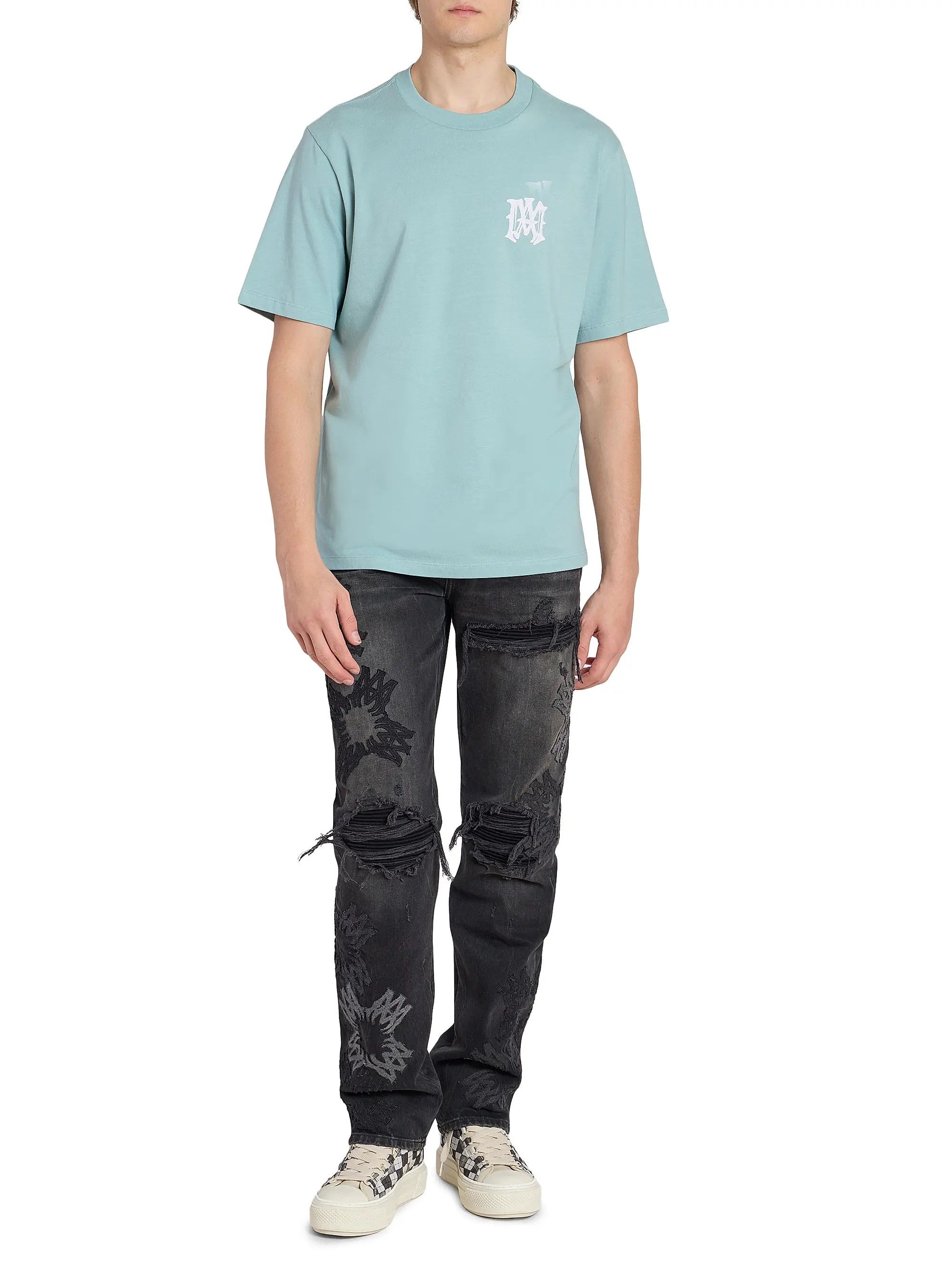 Amiri os11x0526 MA Chateau Embroidered Logo T-Shirt in Blue Size US L / EU 52-54 / 3 - 2 Thumbnail