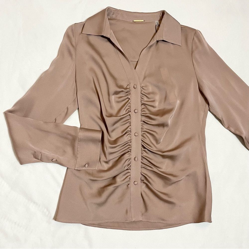 Elie Tahari NWT New $245 Elie Tahari Silk Ruched Front Beige Blouse Siz Size S / US 4 / IT 40 - 5 Thumbnail