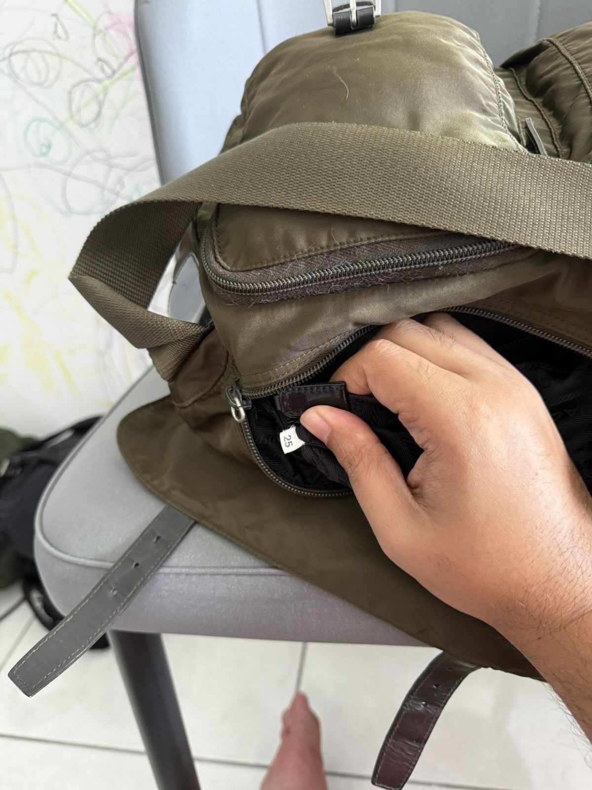 Prada Vintage Prada Army Green Large Sling Messenger Bag Size ONE SIZE - 15 Thumbnail