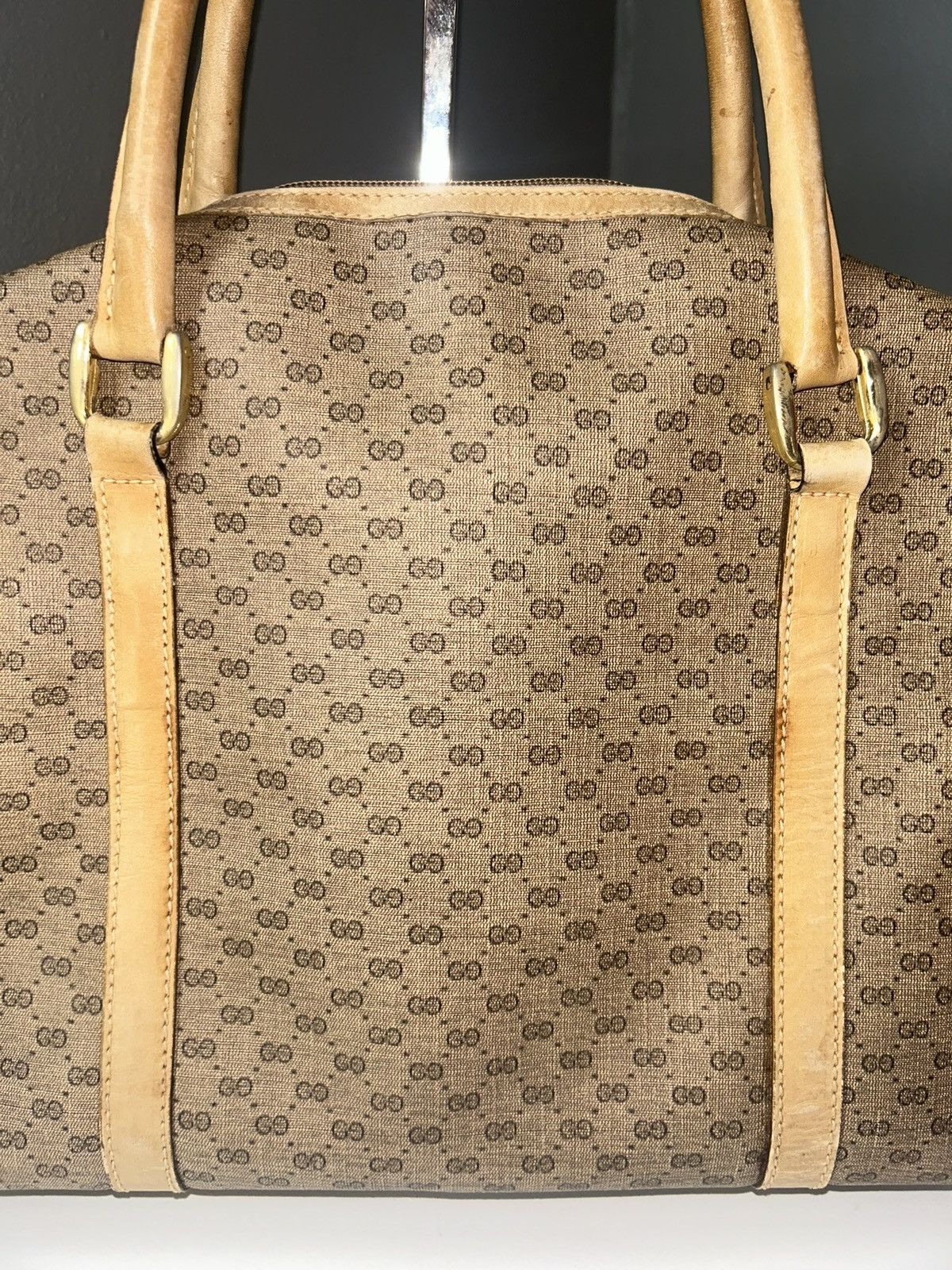 Gucci Vintage Gucci Micro GG Tan Coated Canvas Satchel Handbag Size ONE SIZE - 2 Thumbnail