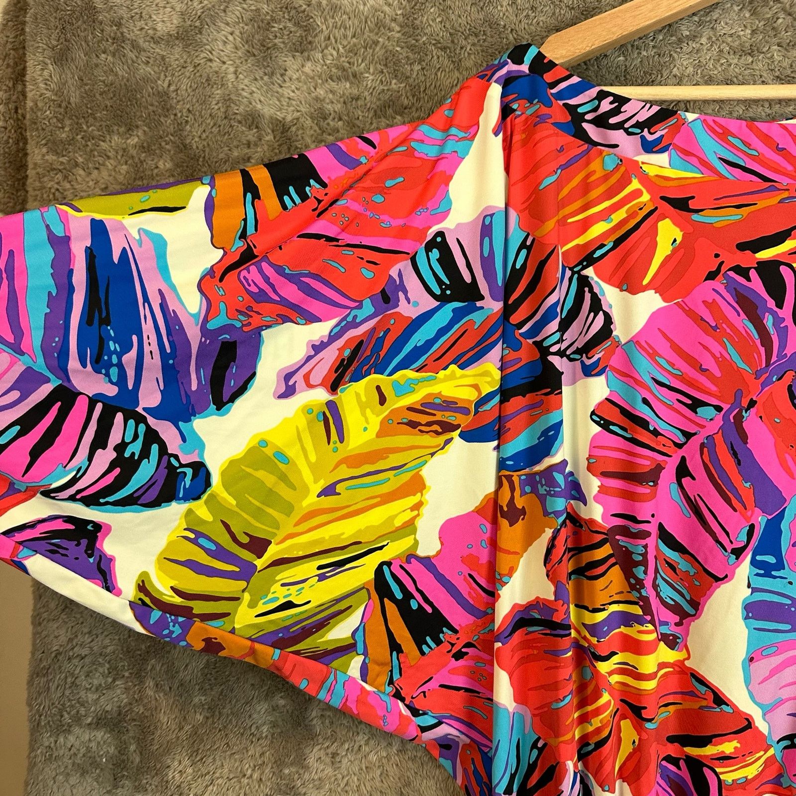 Other Vintage Bright Palm Tropical Cover Up Kaftan Tunic Dress M Size M / US 6-8 / IT 42-44 - 3 Thumbnail