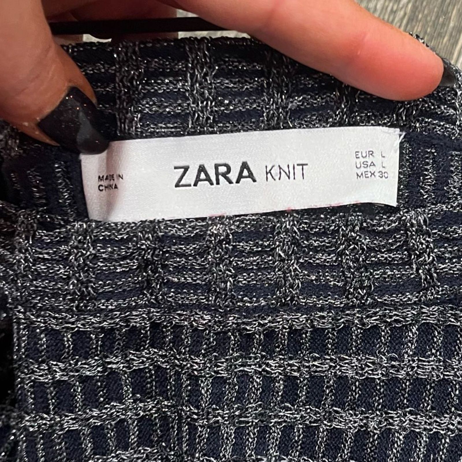 Zara Zara Knit Sweater Top Short Sleeve Metallic Crewneck Large Size L / US 10 / IT 46 - 2 Thumbnail