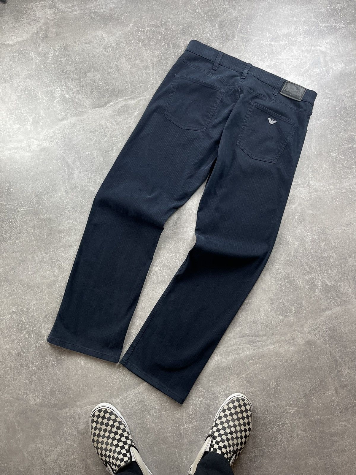 Armani × Vintage Armani Jeans Vintage Corduroy Pants Pinstripe Navy Blue Size US 38 / EU 54 - 1 Thumbnail