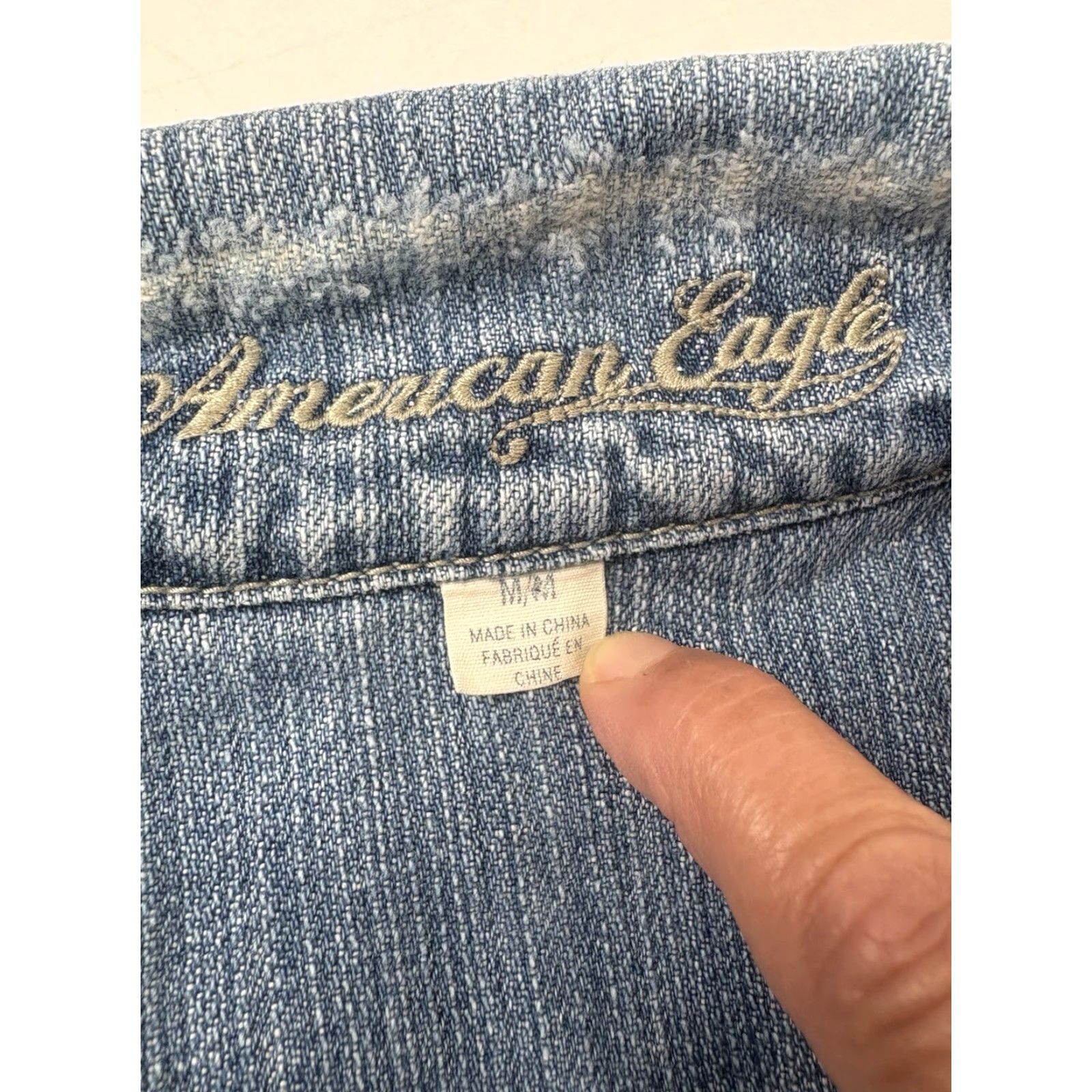 American Eagle Outfitters VINTAGE American Eagle Denim Jacket Women's Cropped Short Sleeve 90s Bohemian Casual Size M / US 6-8 / IT 42-44 - 7 Thumbnail