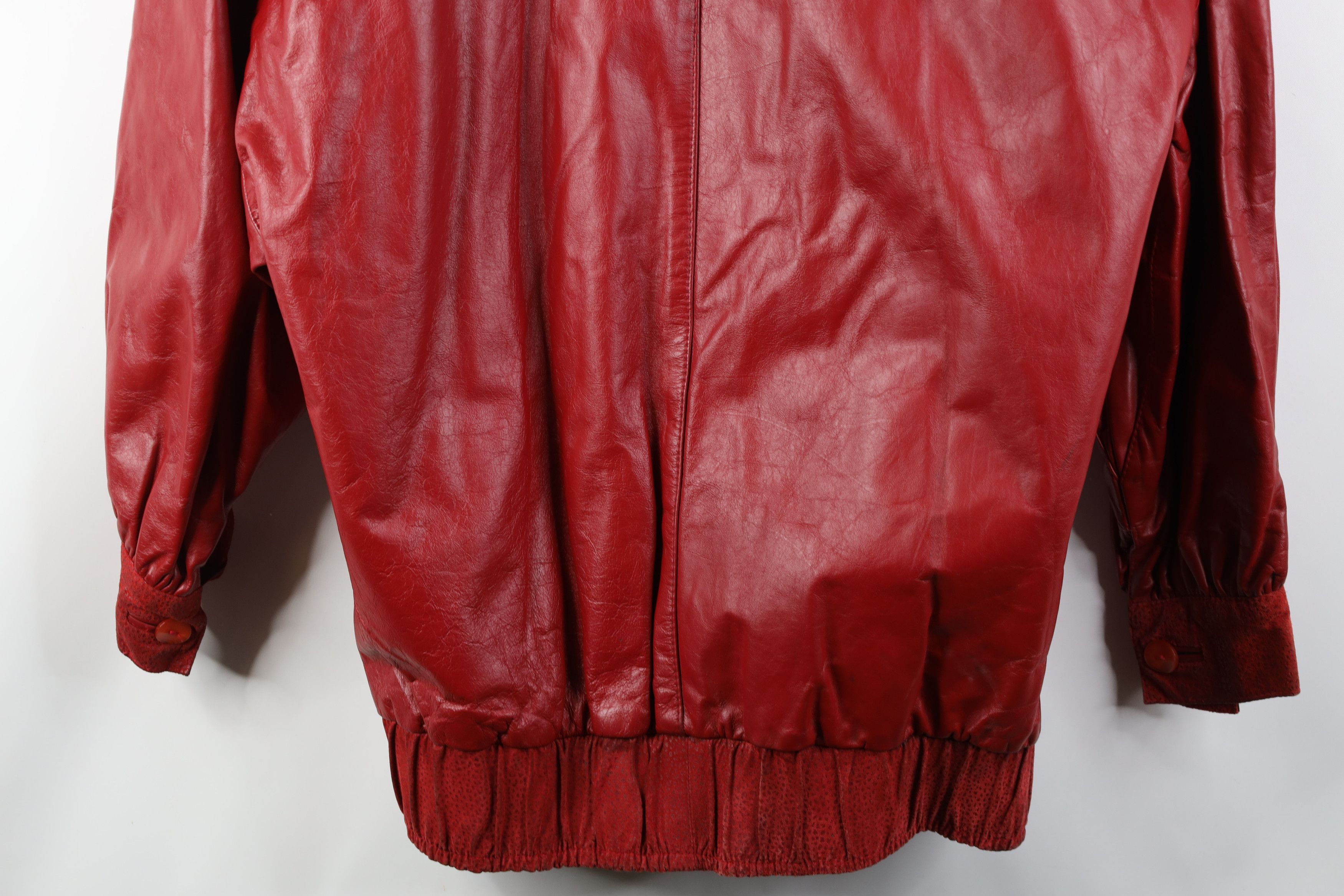 Vintage Vintage 90s Streetwear Leather Bomber Jacket Red USA Size M / US 6-8 / IT 42-44 - 17 Thumbnail