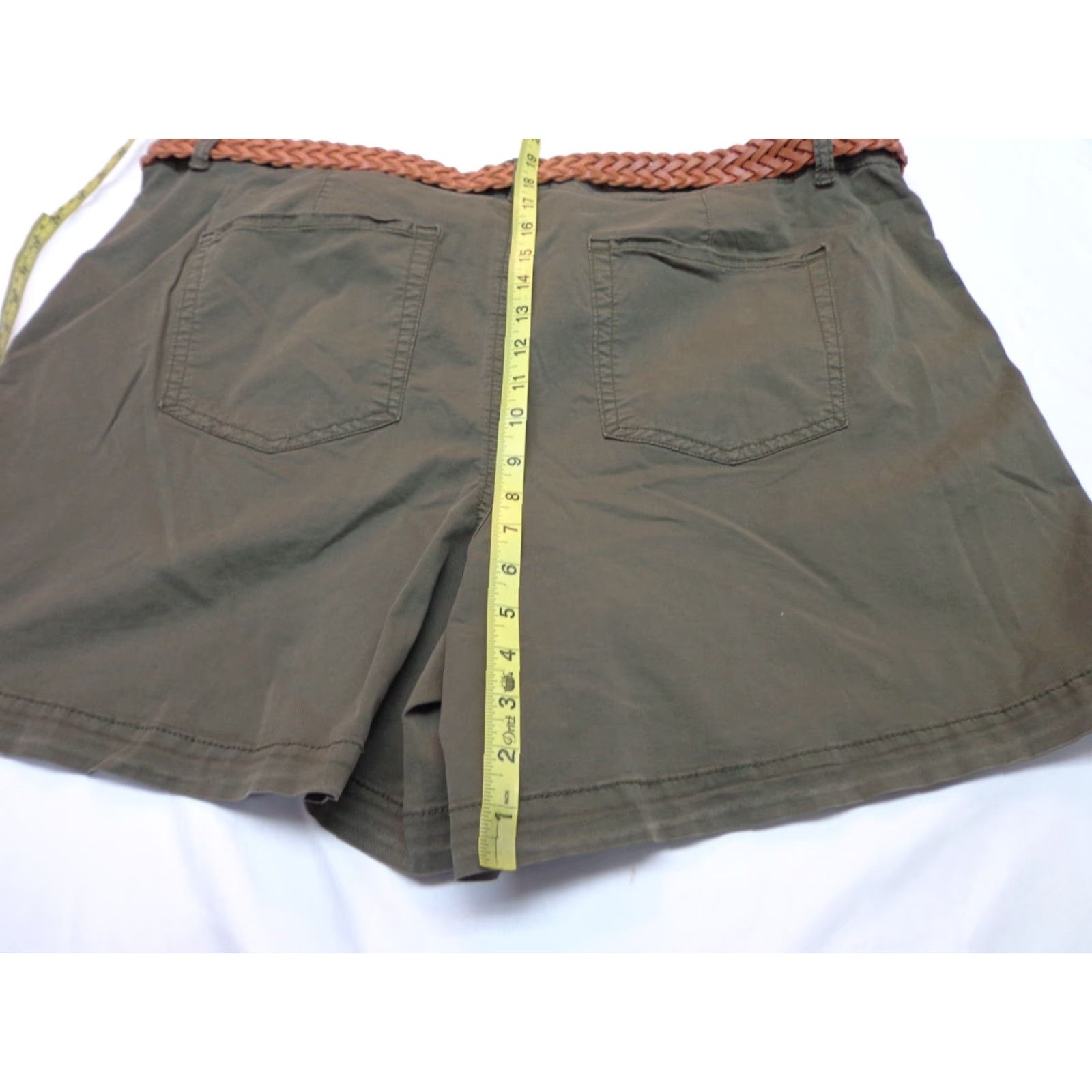 Vintage Maurices Belted Shorts Womens 22 Green Mid Rise with Belt Pocket NEW Size 40" / US 18 - 7 Thumbnail