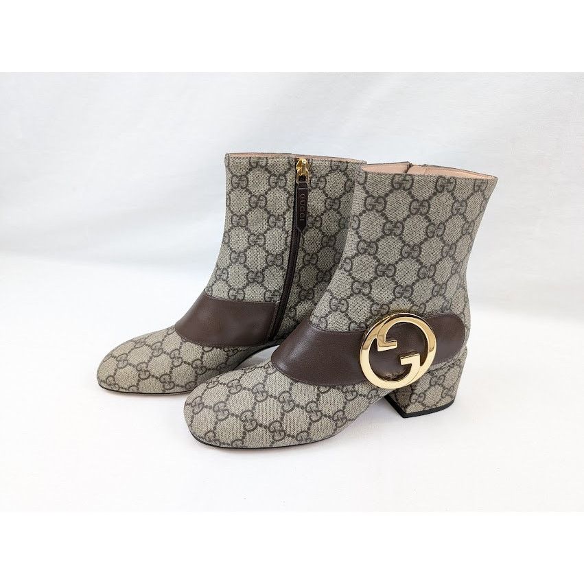 Gucci o1rshd1 T GG Supreme Malaga Kid Boots in Beige Ebony/N.Acero Size US 6.5 / IT 36.5 - 18 Thumbnail