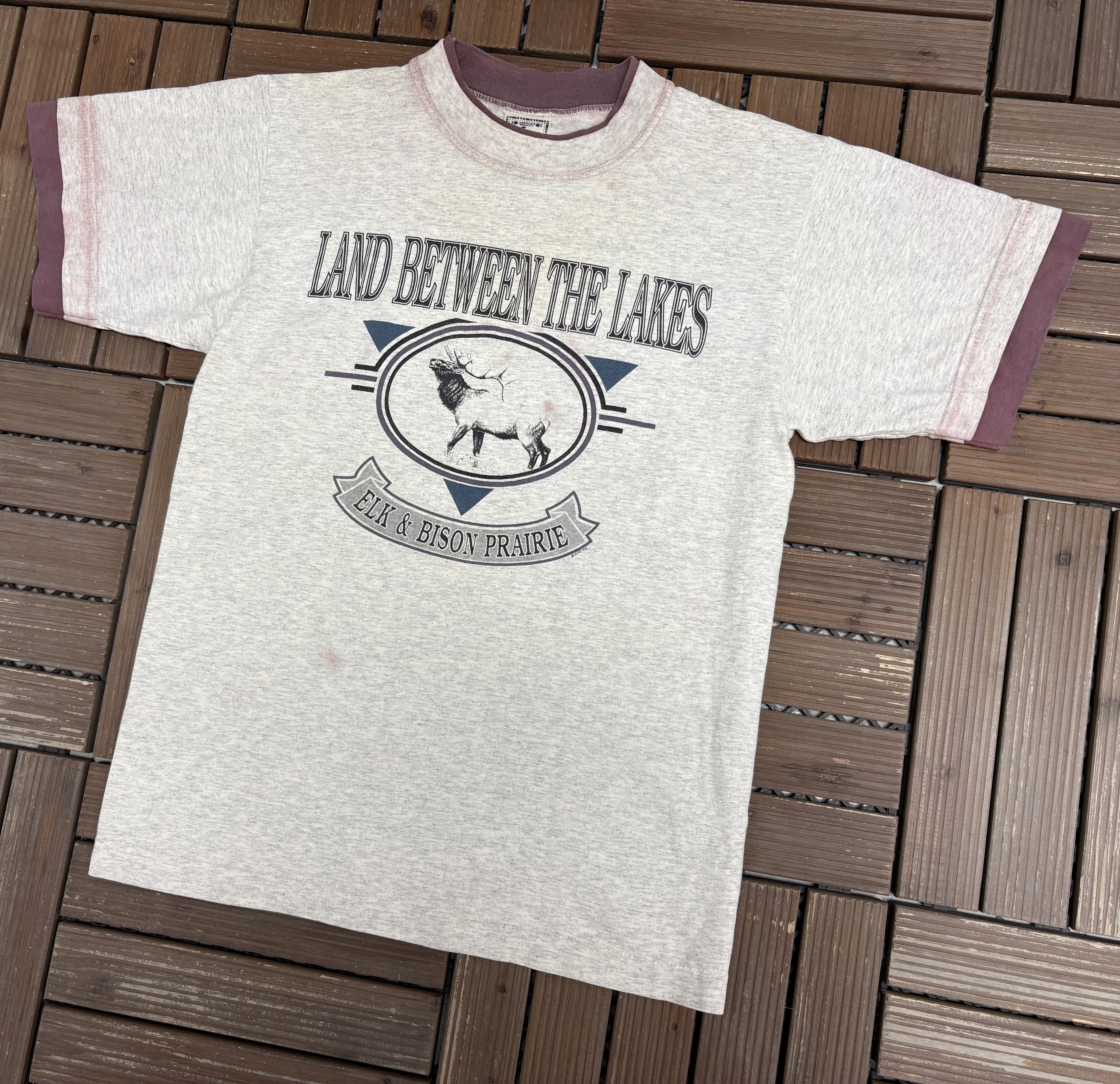 Vintage Elk & Bison Prairie, Kentucky Vintage Grey T-Shirt Tee Size US M / EU 48-50 / 2 - 3 Thumbnail