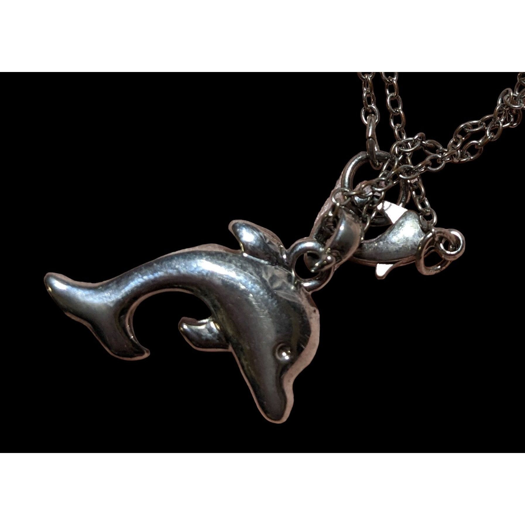 Other Reversible Silver Rhinestone Dolphin Necklace Size ONE SIZE - 7 Thumbnail