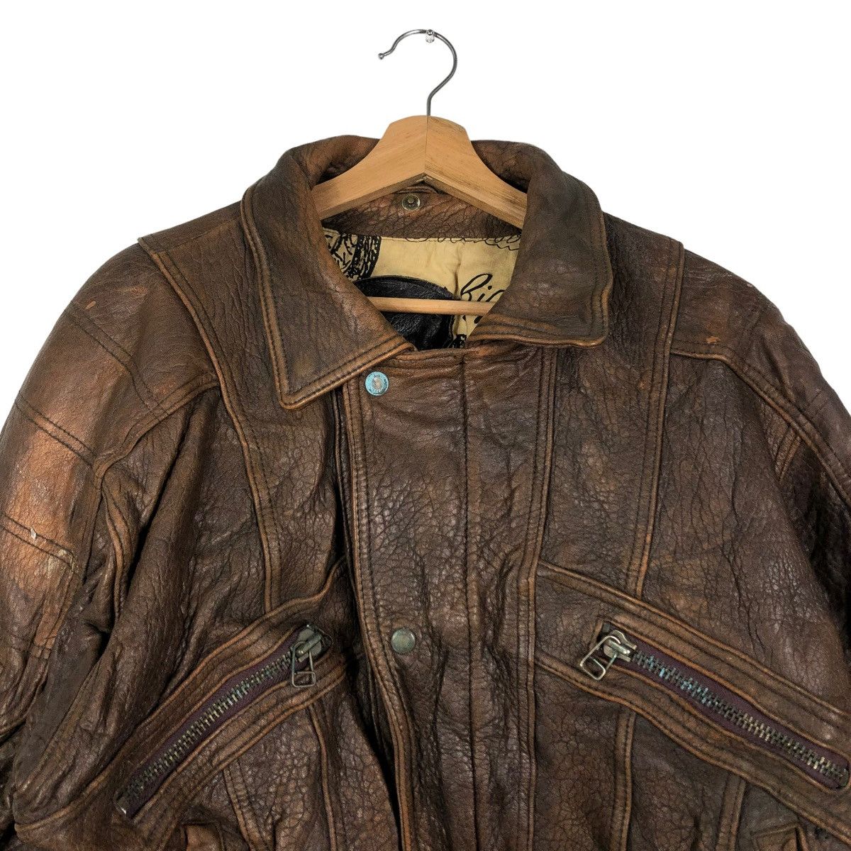 Aero Leathers 🔥VINTAGE BIKER LEATHER JACKET ROADMASTER RARE LINING DESIGN Size US L / EU 52-54 / 3 - 2 Thumbnail