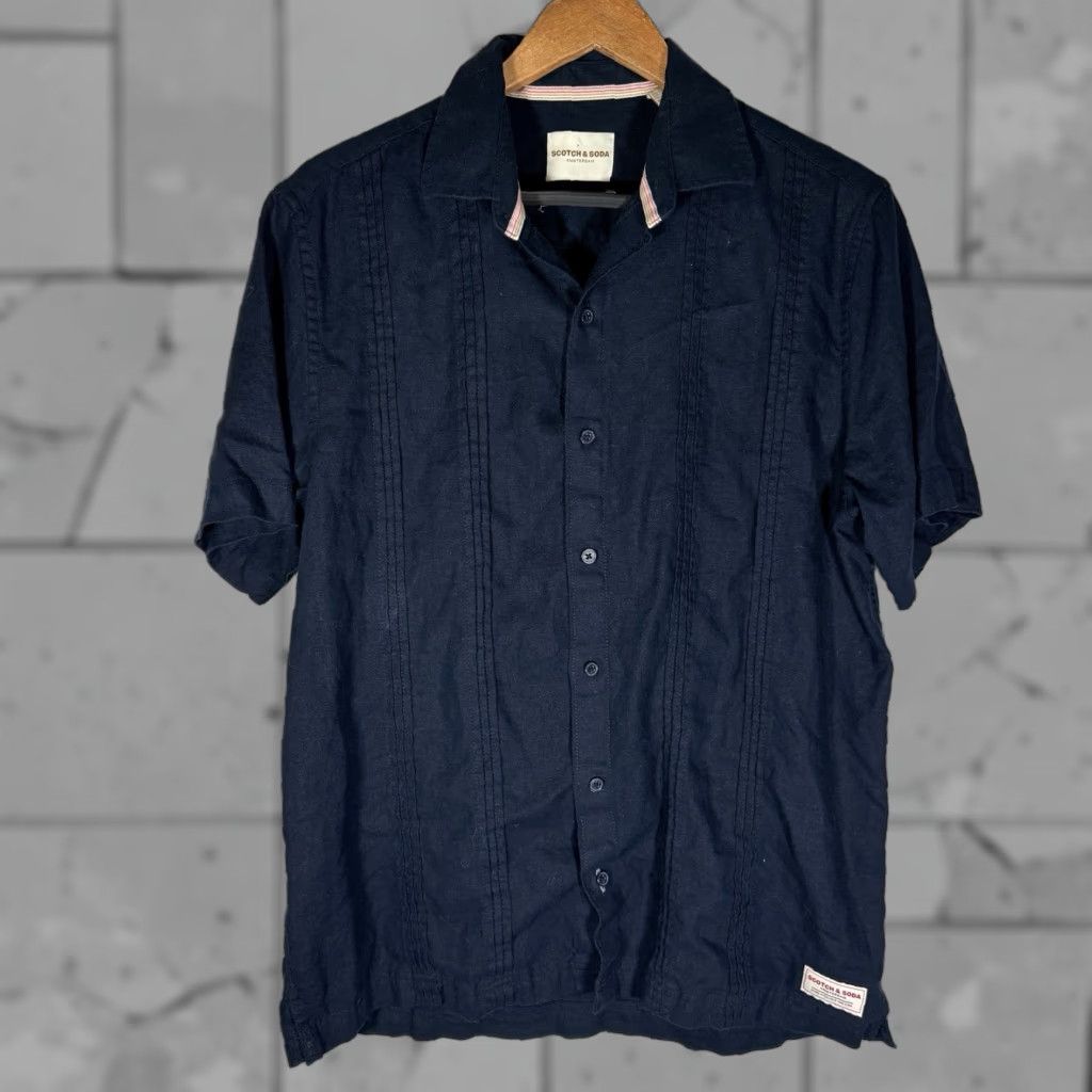 Scotch & Soda SCOTCH & SODA Blue Linen Blend Short Sleeve Button Down Shirt Mens Medium Size US M / EU 48-50 / 2 - 1 Thumbnail