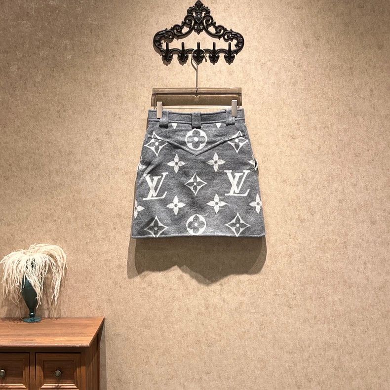 Louis Vuitton Louis Vuitton Grey presbyopic full-print wool A-line skirt Size 35" - 3 Thumbnail
