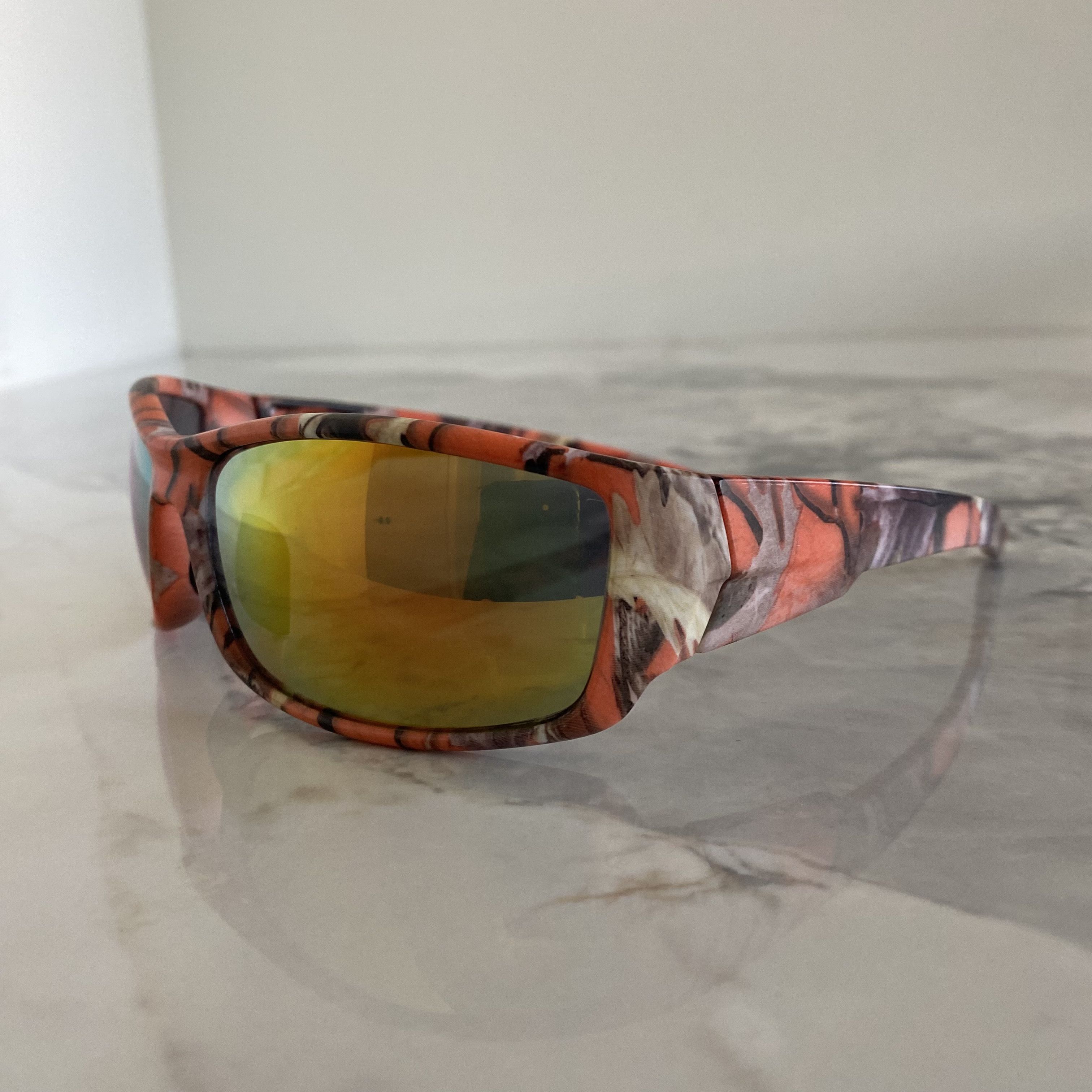 Vintage Orange and Black Camouflage Mirrored Sunglasses Size ONE SIZE - 7 Thumbnail