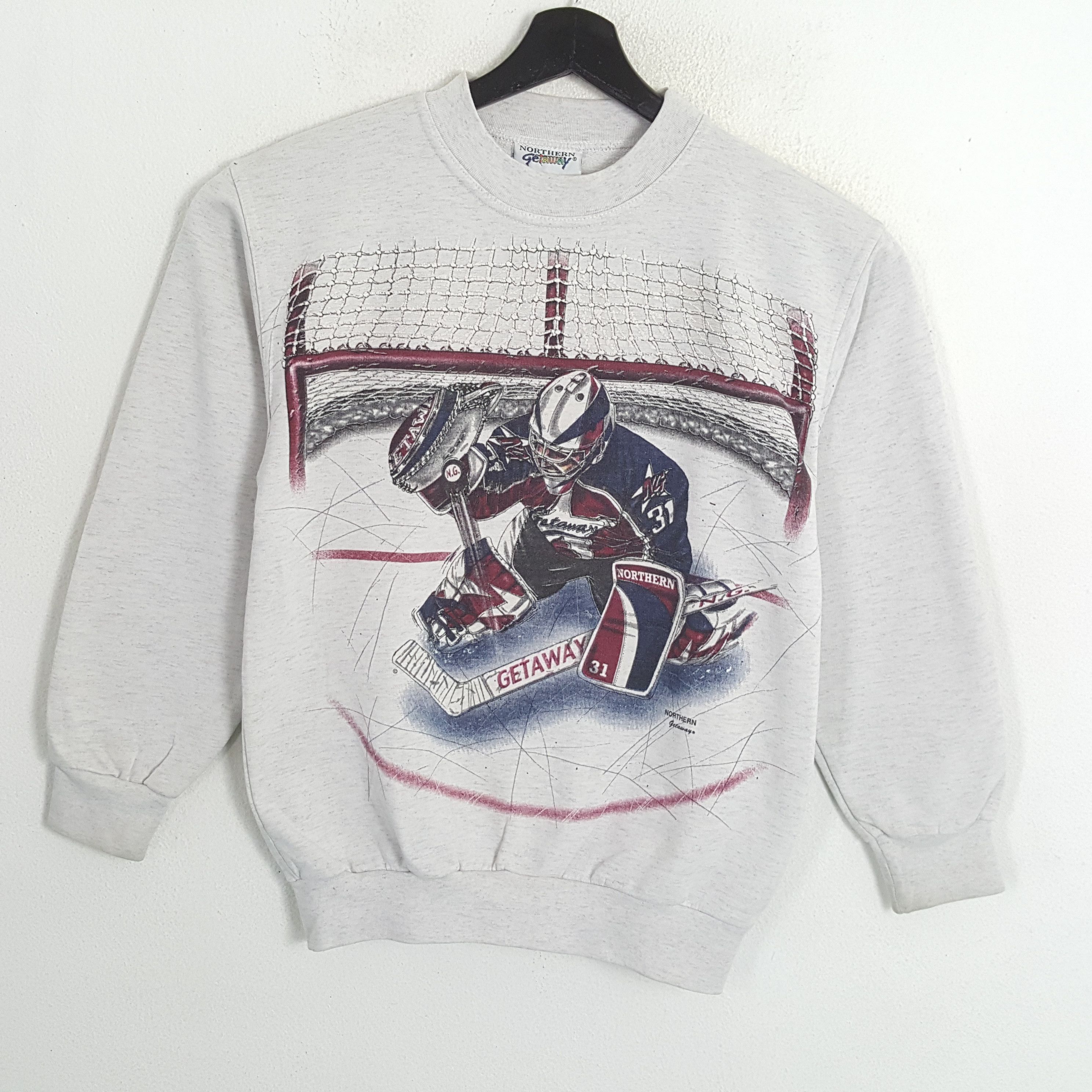 image of America x Nhl Northern Getaway Hockey Ice Sports Nhl Vintage Sweatshirt in Grey, Men's (Size Small)