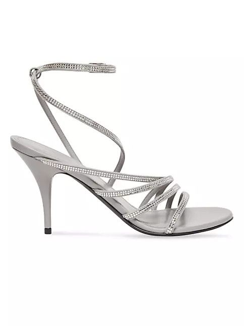 image of Balenciaga O1Mt1Gz0524 Glow 90Mm With Rhinestones Sandals In Grey, Women's