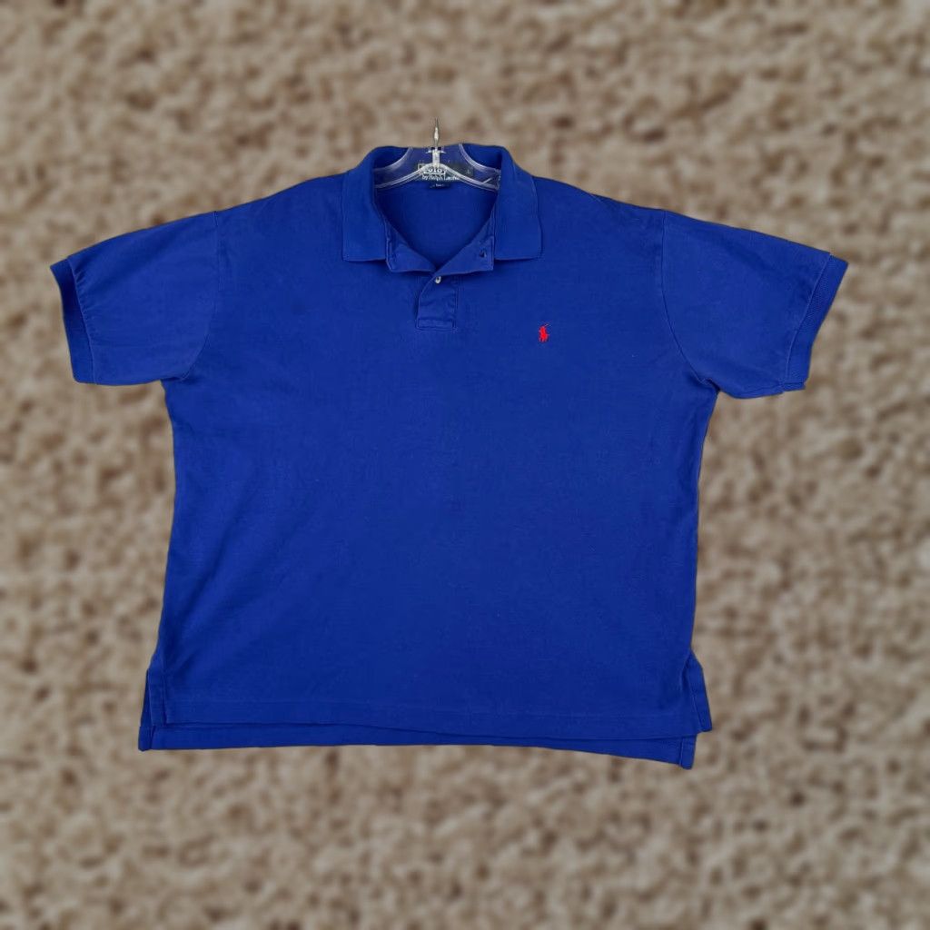 Ralph Lauren VINTAGE Ralph Lauren Polo Shirt Men Large Short Sleeve Blue Cotton Jersey All Seasons Casual Size US L / EU 52-54 / 3 - 1 Thumbnail