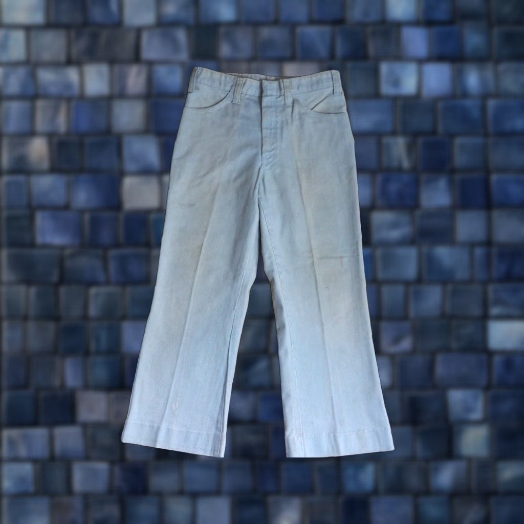 Dickies VTG Dickies Light Blue Gray Distressed 1970s Talon Chino Pants 29x26 Grunge Look Jeans/ Pants Mens Womens Size US 29 - 1 Thumbnail