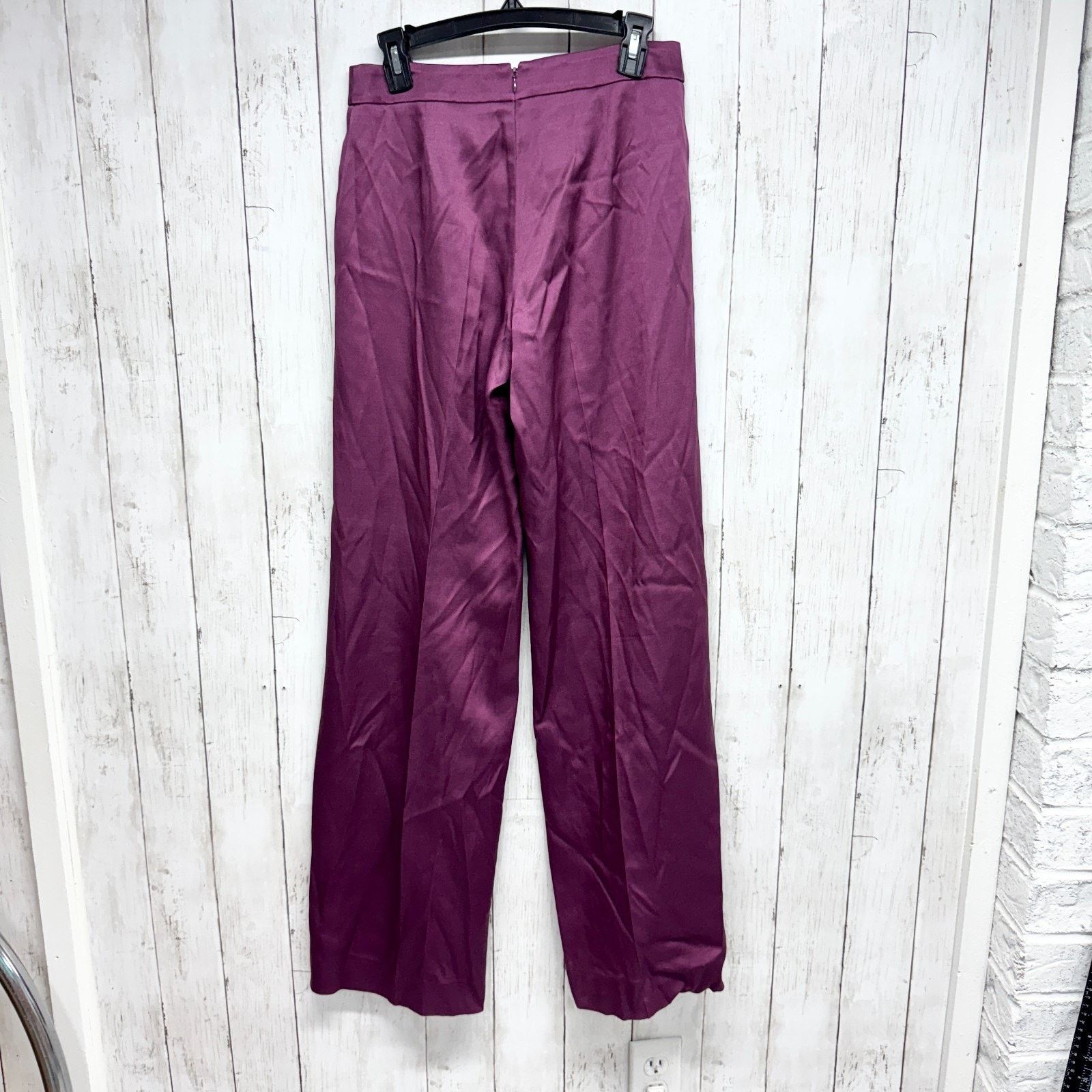 Carolina Herrera Carolina Herrera Pants Sz 4 Burgundy Satin Zip Back Trousers Size 27" / US 4 / IT 40 - 6 Thumbnail