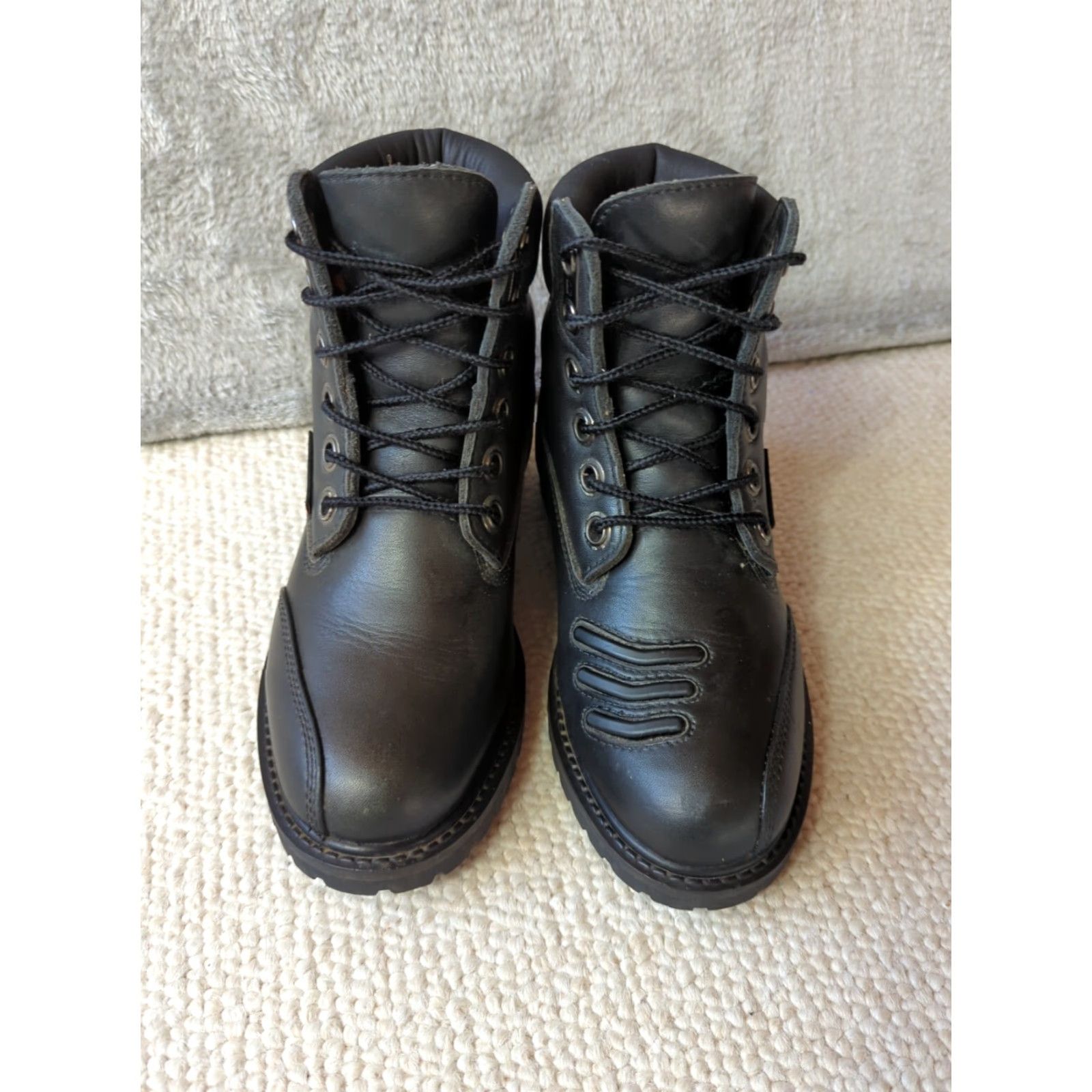 Vintage Icon 1000 Womens Boots Black Leather Ankle Round Toe Lace Up Motorcycle Gothic Grunge 5 US Womens Shoes Size 27" / US 4 / IT 40 - 4 Thumbnail