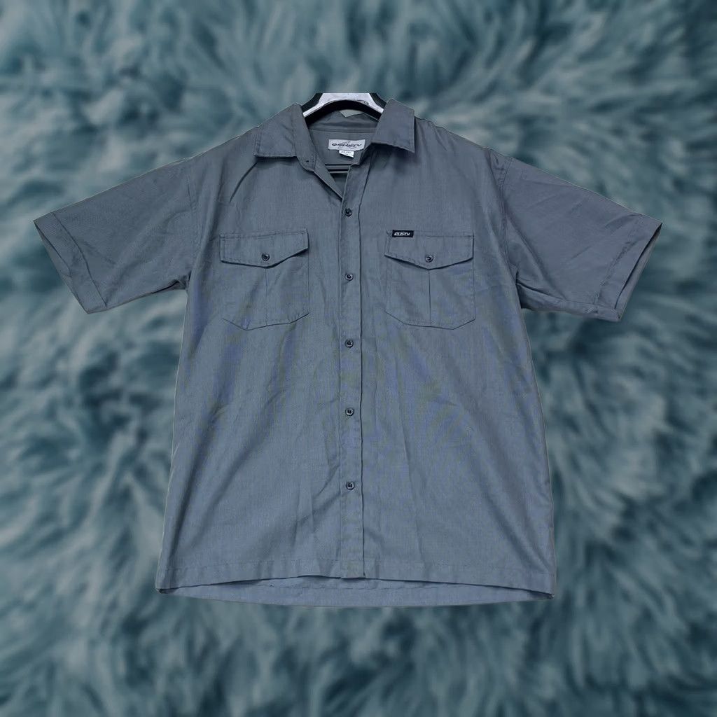 Rusty RUSTY Mens Button-Up Shirt Grey Medium Short Sleeve Collared Pocket Size US M / EU 48-50 / 2 - 1 Thumbnail