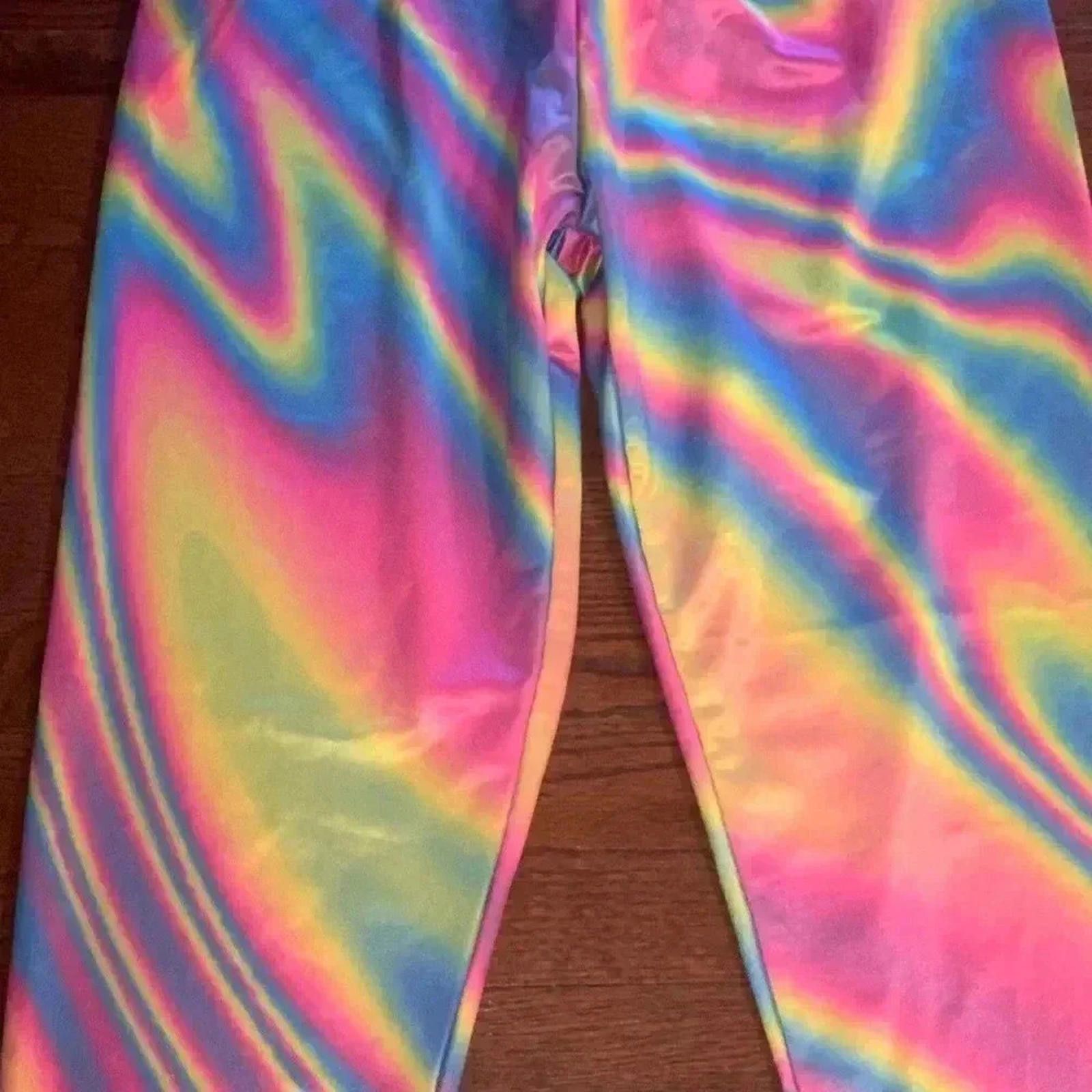 Designer Rainbow leggings swirl Size 36" / US 14 / IT 50 - 2 Thumbnail