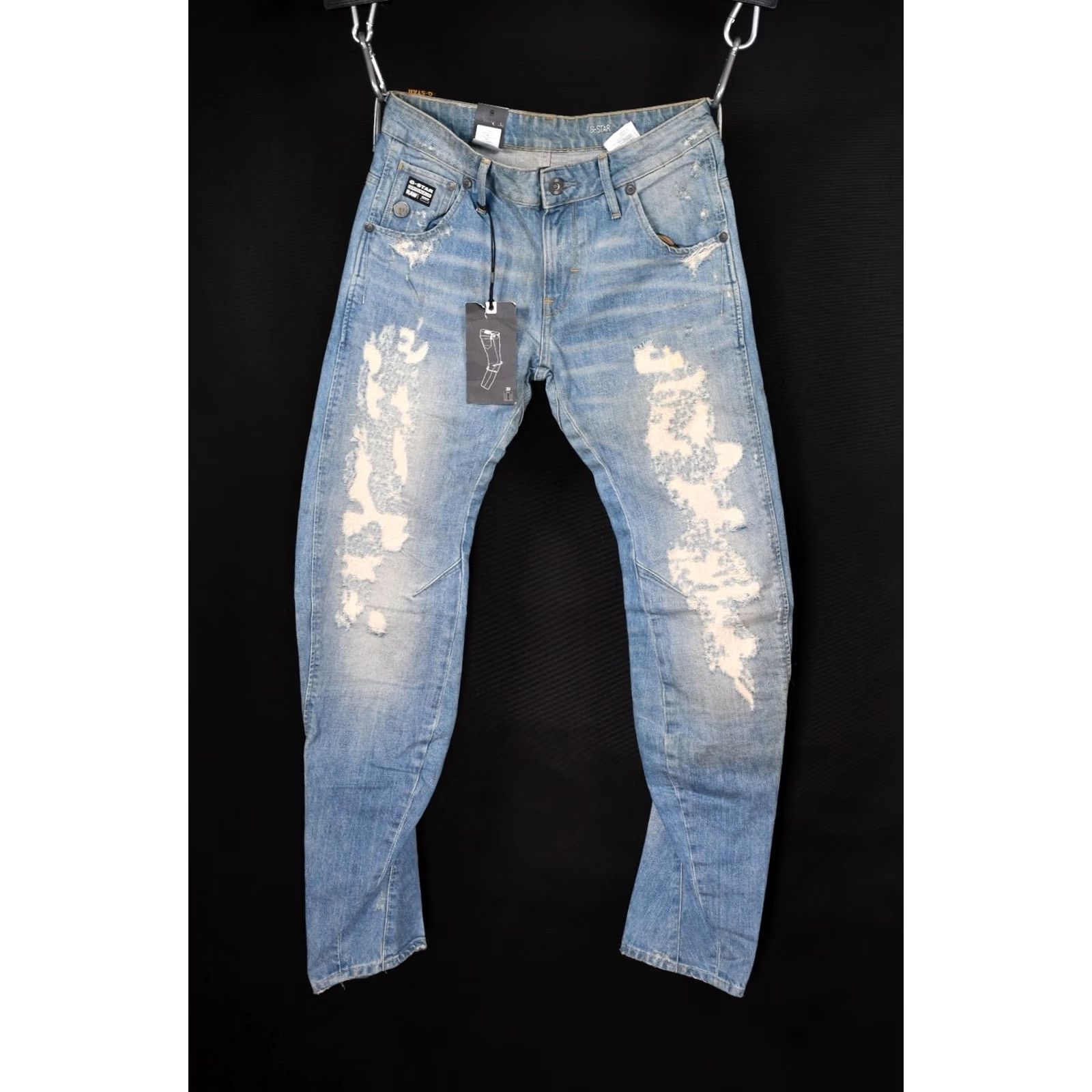 G-Star G-Star Arc 3D Slim Axe Denim LT Aged Heavy Destroy Jeans Mens W30/L32 Blue 5-Pocket Denim Slim Regular Cotton Belt Loop Jeans Size US 30 / EU 46 - 5 Thumbnail