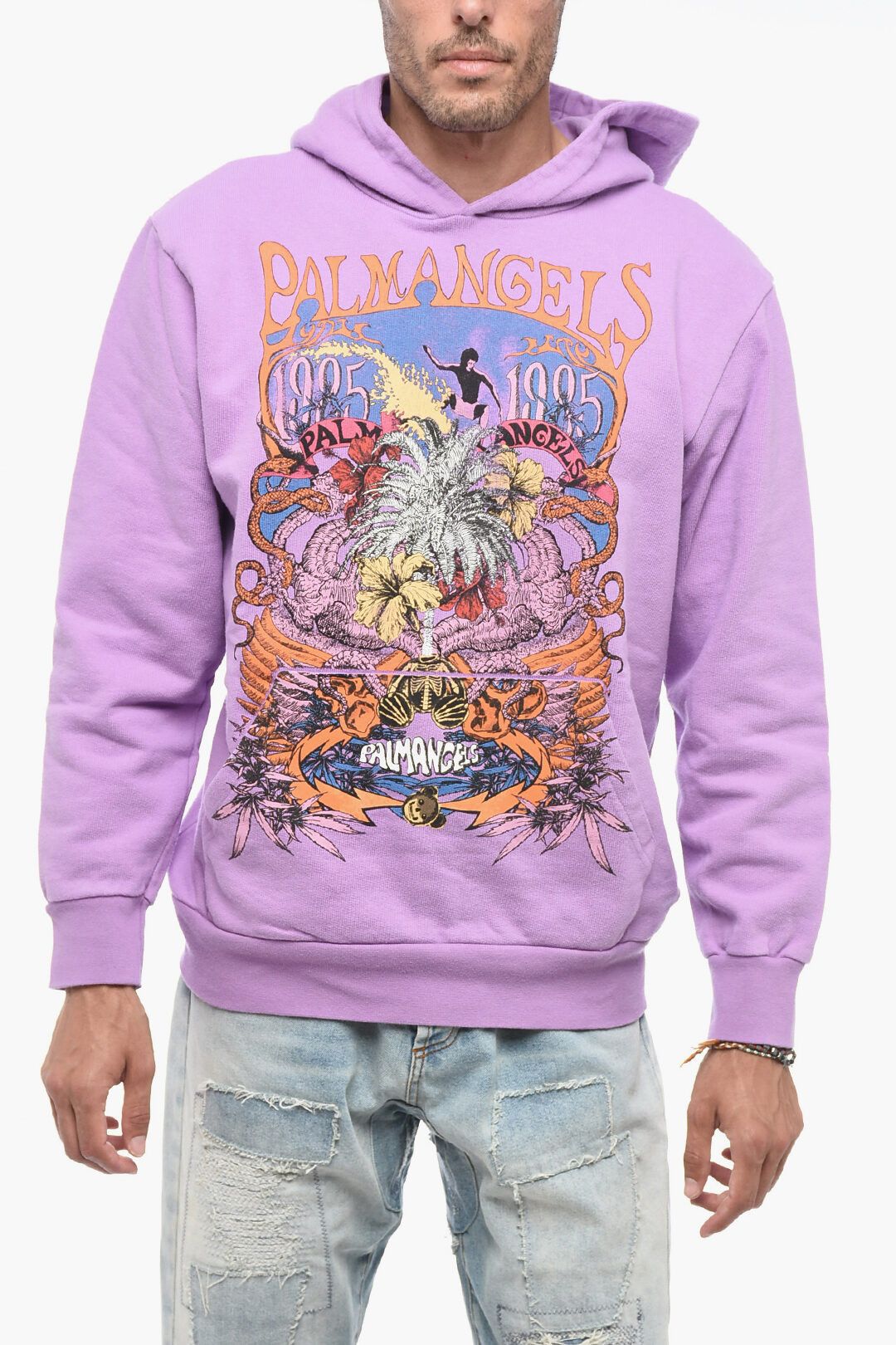 パーカー・フーディ Palm Angels Purple Track Sweatshirt With Embroidered Logo Palm Angels | Classic Logo Track Hoodie | Tracksuit Tops