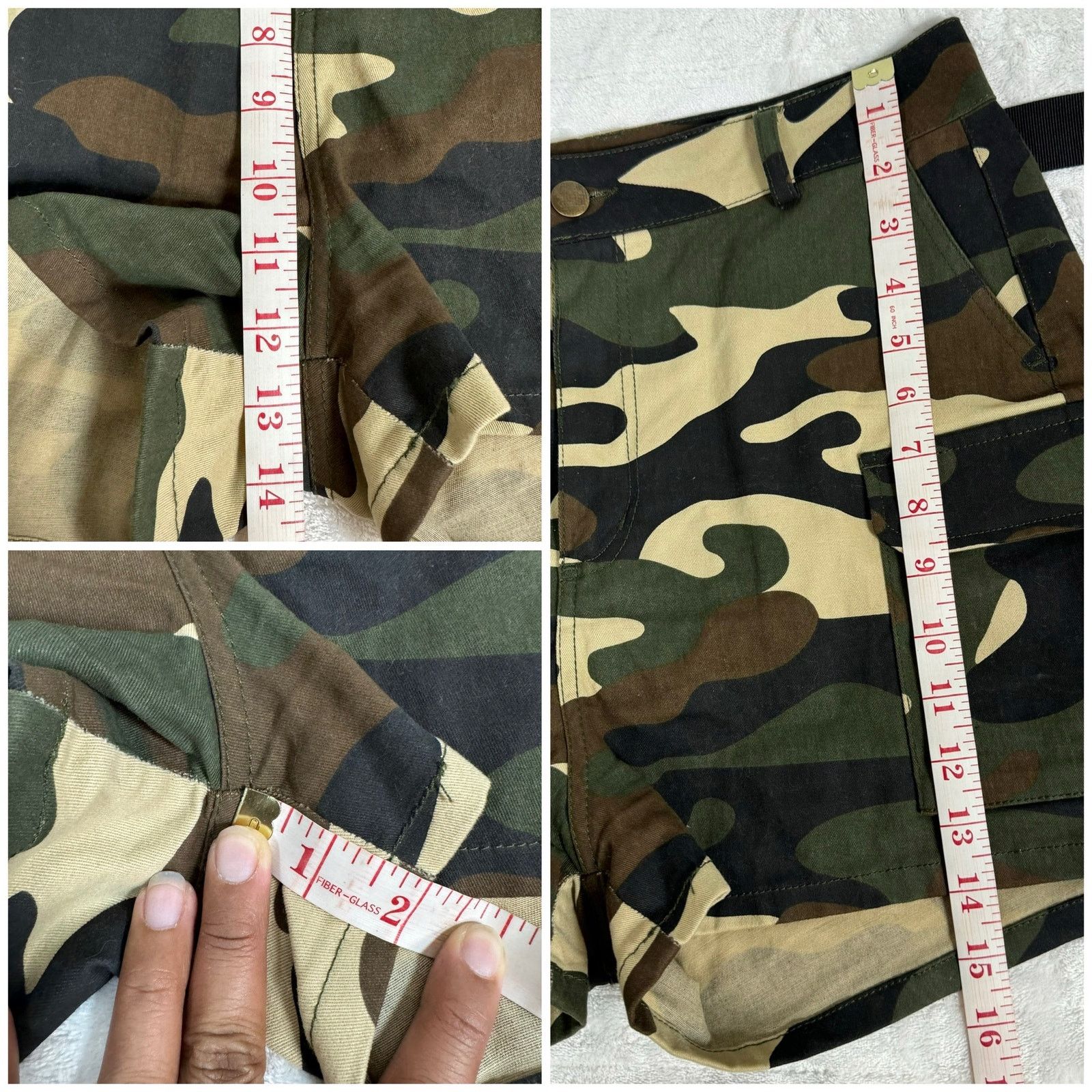Unknown London Love Tree Camo Cargo High Waist Shorts Women’s Size Large L Size 32" / US 10 / IT 46 - 8 Thumbnail