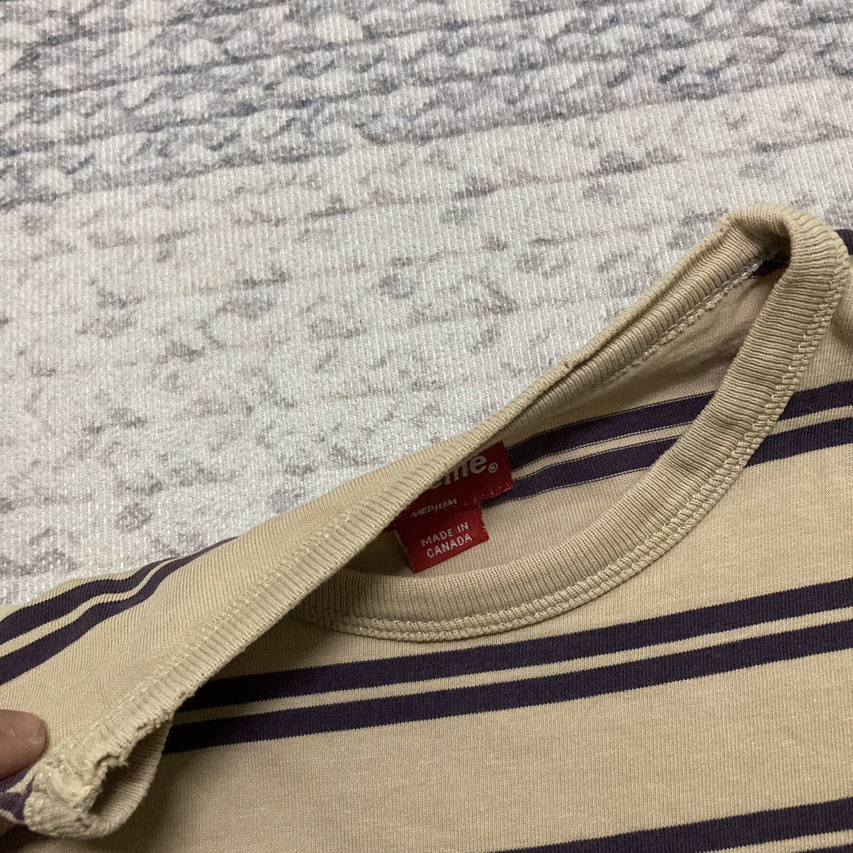 Supreme Distress Supreme Brown Stripes Pocketed Tees Size US M / EU 48-50 / 2 - 7 Thumbnail