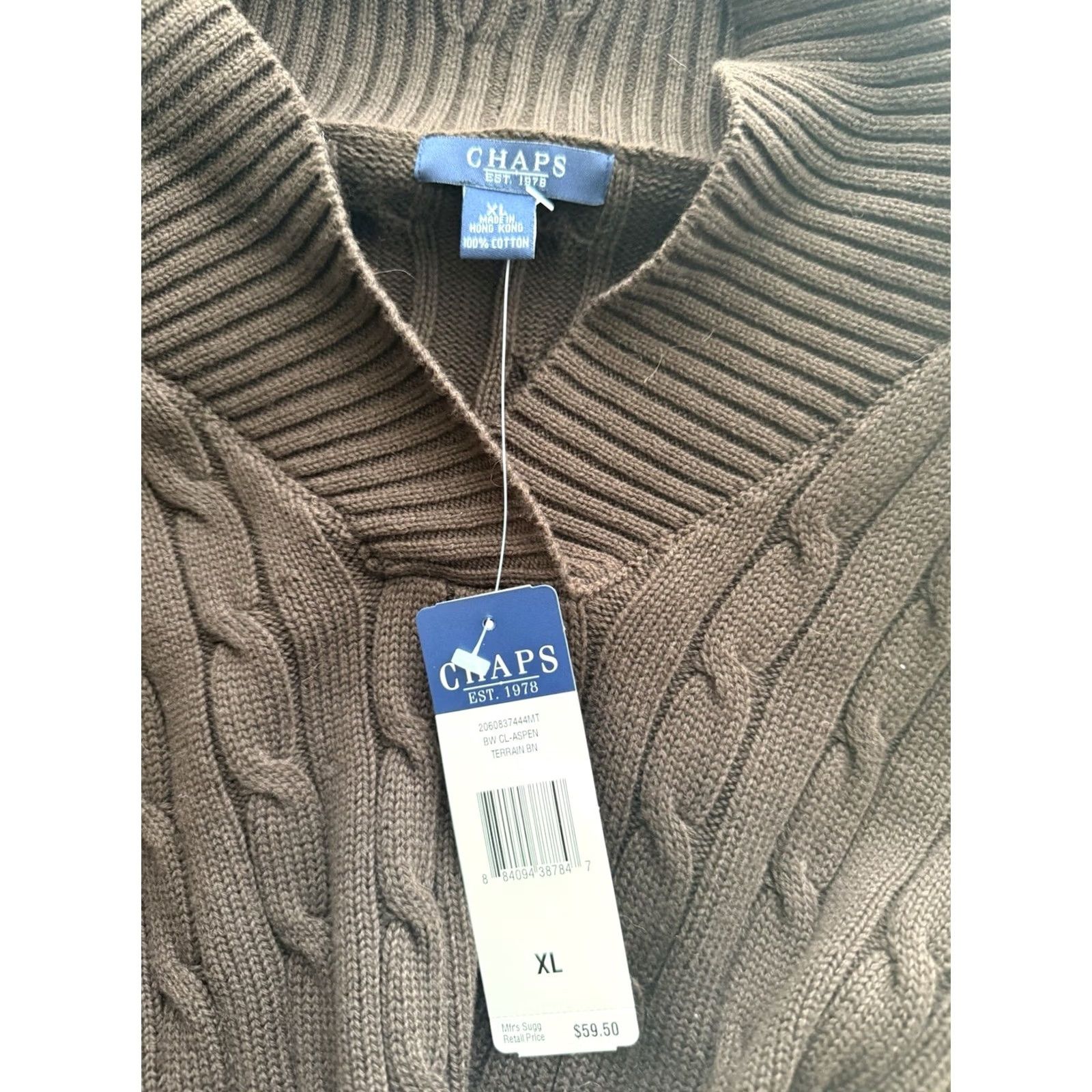 Chaps Chaps Sweater Womens XL Brown NWT Cowl Neck Chunky Cableknit Cotton Preppy Basic Size XL / US 12-14 / IT 48-50 - 3 Thumbnail