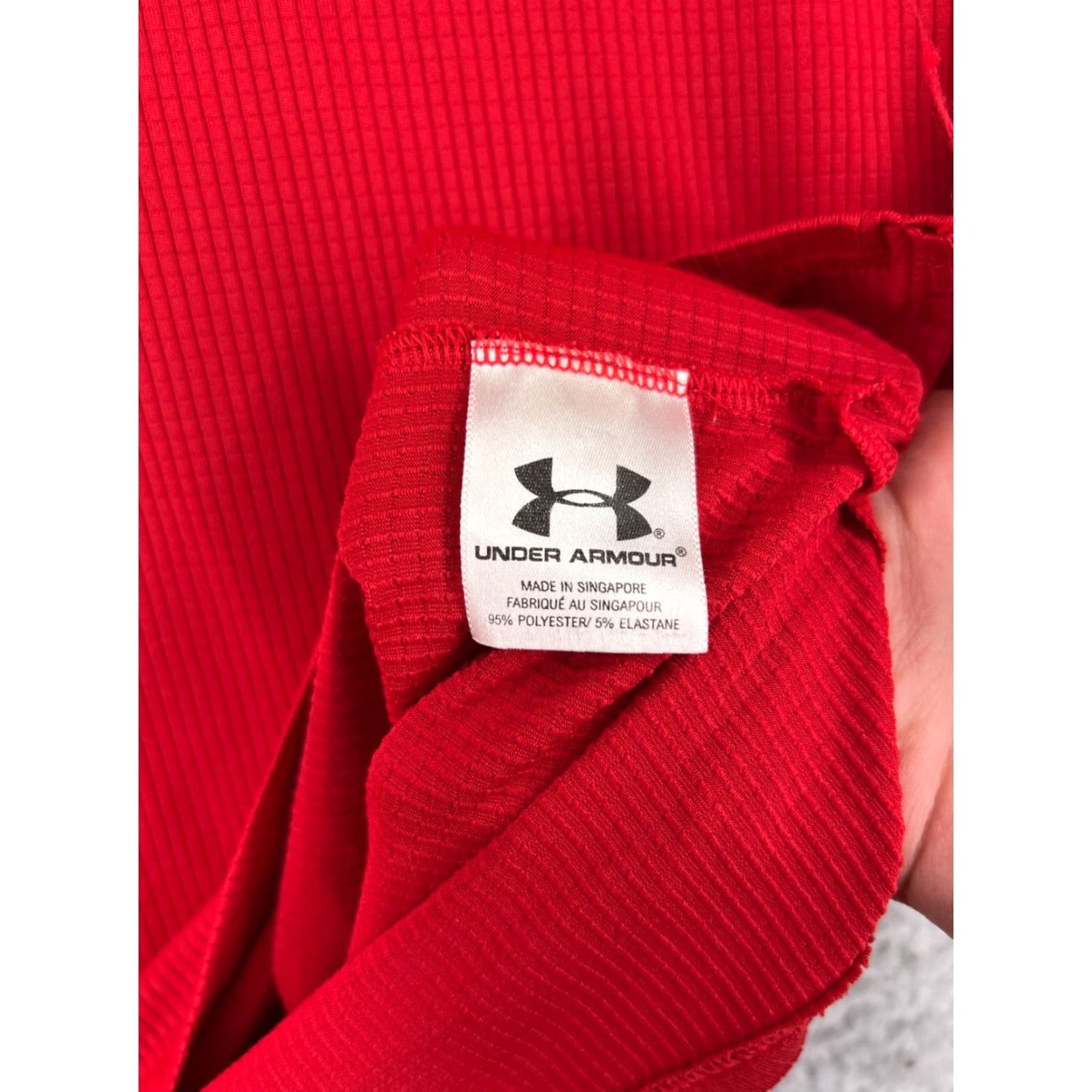 Under Armour Under Armour Polo Shirt Mens Large Red Striped Polyester Performance Golf Golfer Shirt Size US L / EU 52-54 / 3 - 4 Thumbnail