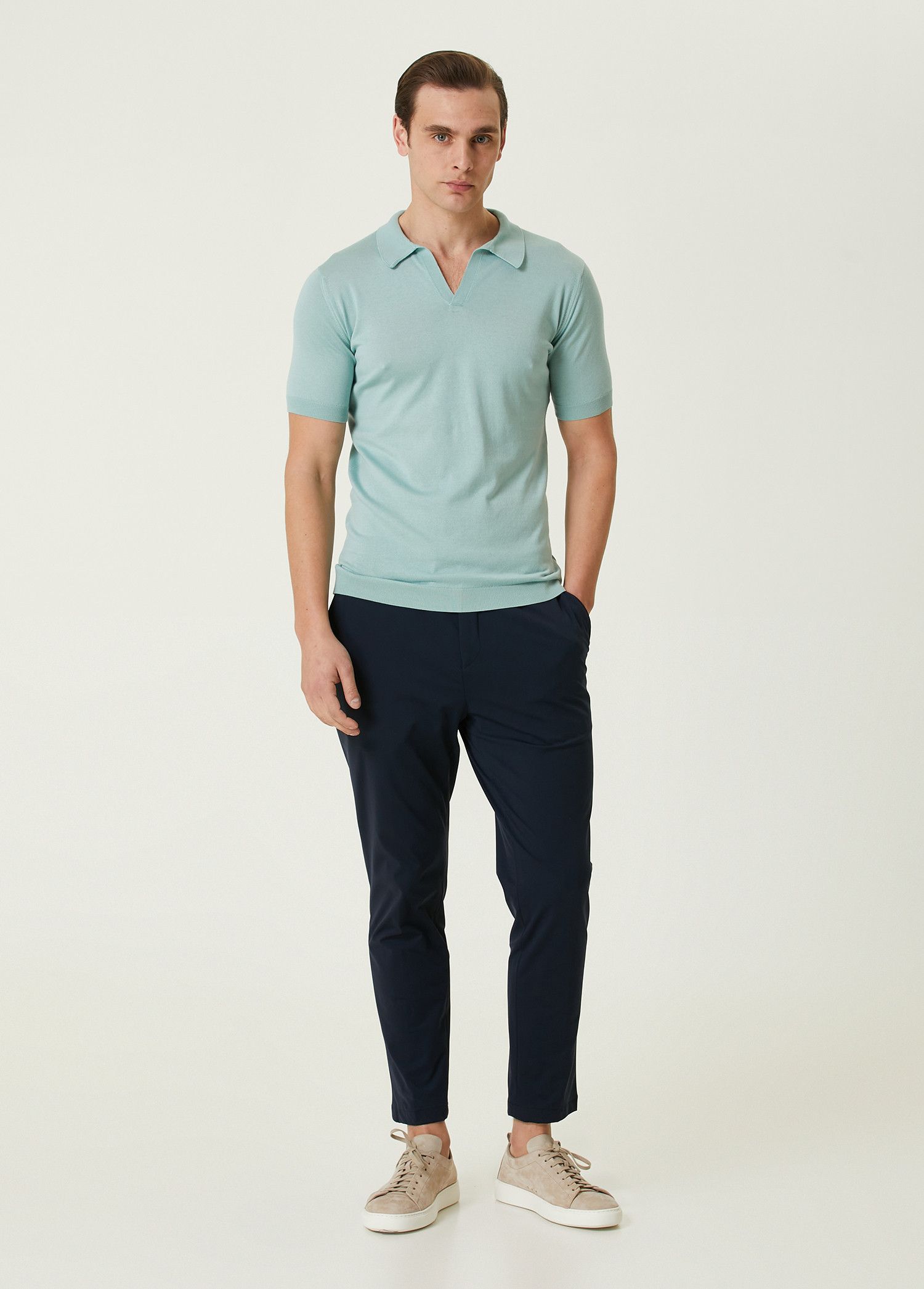 John Smedley JOHN SMEDLEY Noah mint green knit cotton polo shirt Medium q Size US M / EU 48-50 / 2 - 2 Thumbnail
