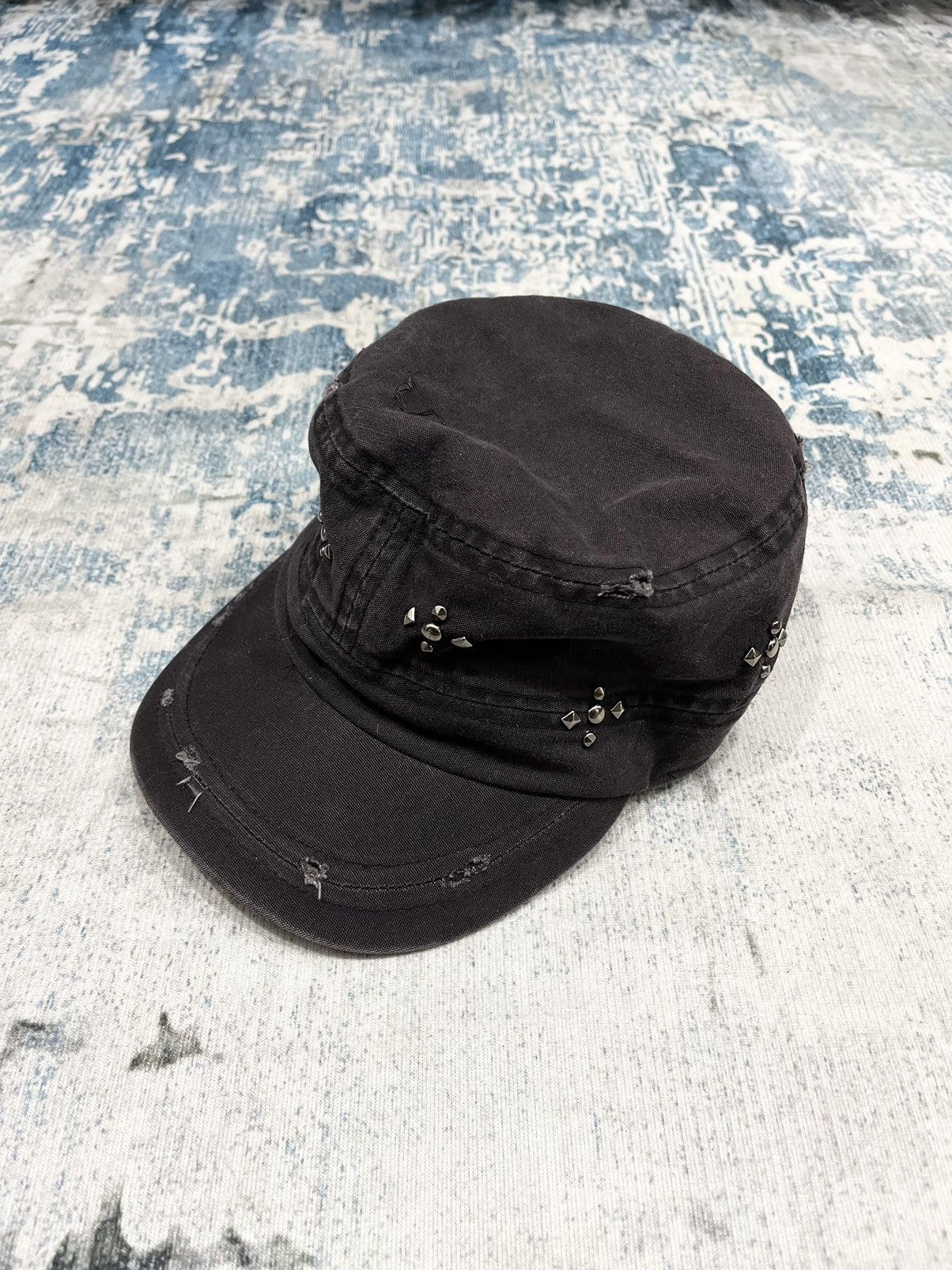 Michel Klein Two Fold Distressed Studded Commando Cadet Hat Size ONE SIZE - 1 Thumbnail