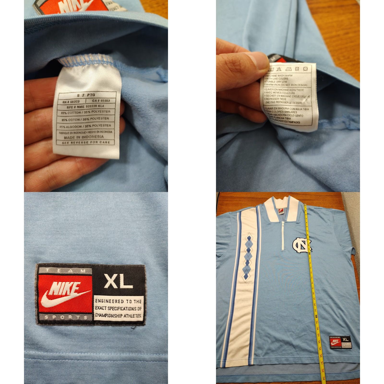 Nike VINTAGE Nike Shirt Tar Heels NC 1/4 Zip Argyle Blue XL Men’s Logo Classic 90s College Sports T-Shirt Size US XL / EU 56 / 4 - 8 Thumbnail