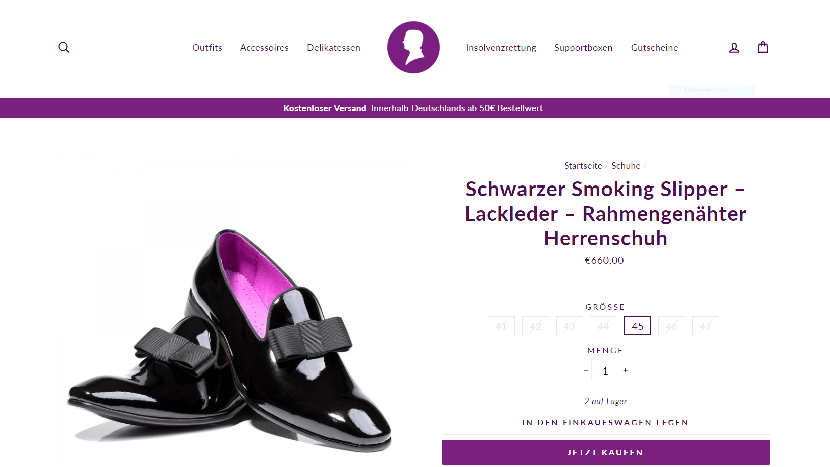Designer VON FLOERKE BLACK PATENT LEATHER SMOKING TUXEDO SLIP-ONS Size US 11 / EU 44 - 12 Thumbnail