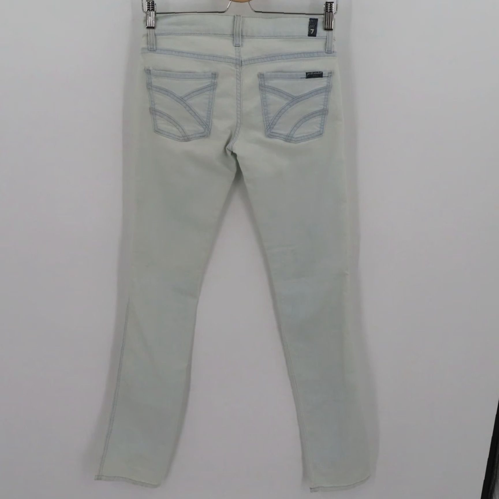 7 For All Mankind 7 For All Mankind Womens Jeans Straight Leg 25 Light Blue Denim White Washed Cotton Blend Size 42" / US 20 - 6 Thumbnail