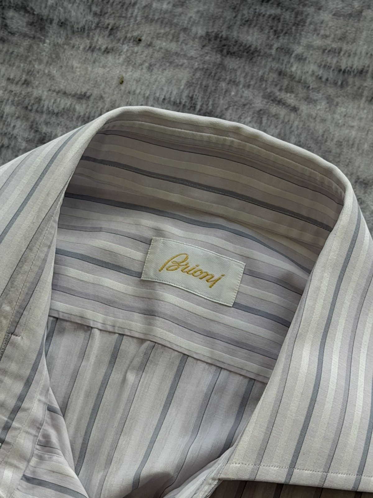 Brioni BRIONI Cotton Striped Shirt Size US L / EU 52-54 / 3 - 2 Thumbnail