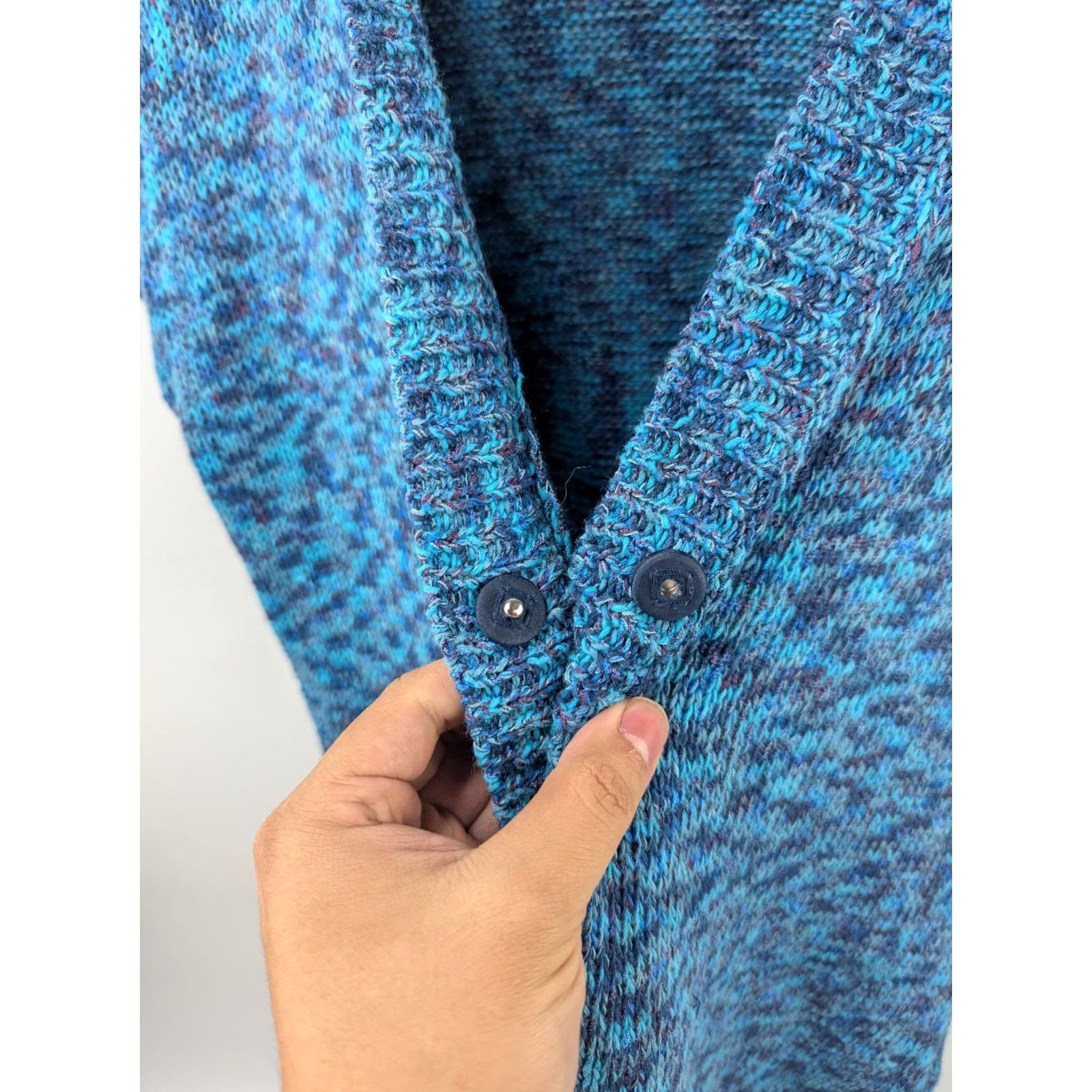 Coldwater Creek VINTAGE Coldwater Creek Cardigan Sweater Knit Blue V-Neck Womens 2X Plus Size Cotton Ramie Size XXL / US 16-18 / IT 52-54 - 3 Thumbnail