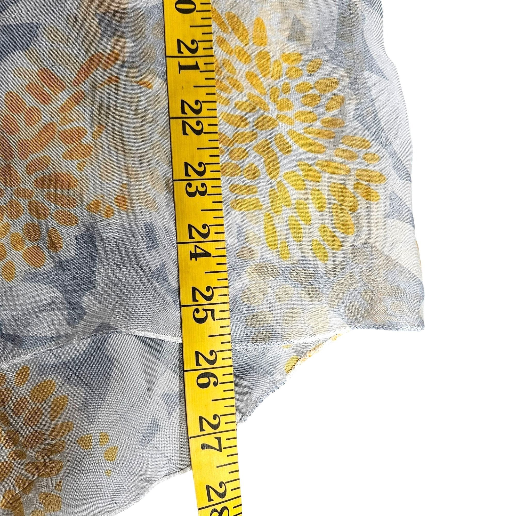 Other Italian Silk Floral Blouse XL Yellow Gray Sheer Resort Coast Size XL / US 12-14 / IT 48-50 - 10 Thumbnail