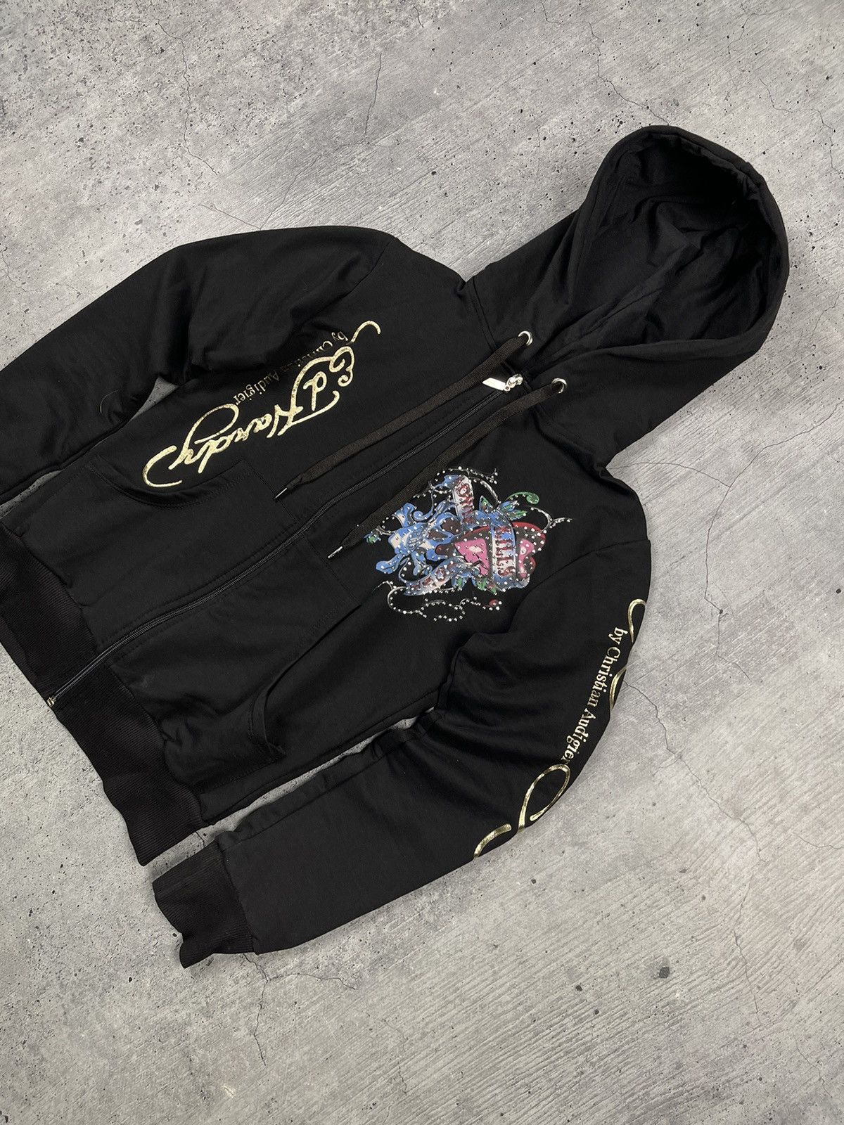 Ed Hardy × Vintage Vintage Ed Hardy Love Kills Slowly Hoodie Jacket Rare Skull Size S / US 4 / IT 40 - 2 Thumbnail