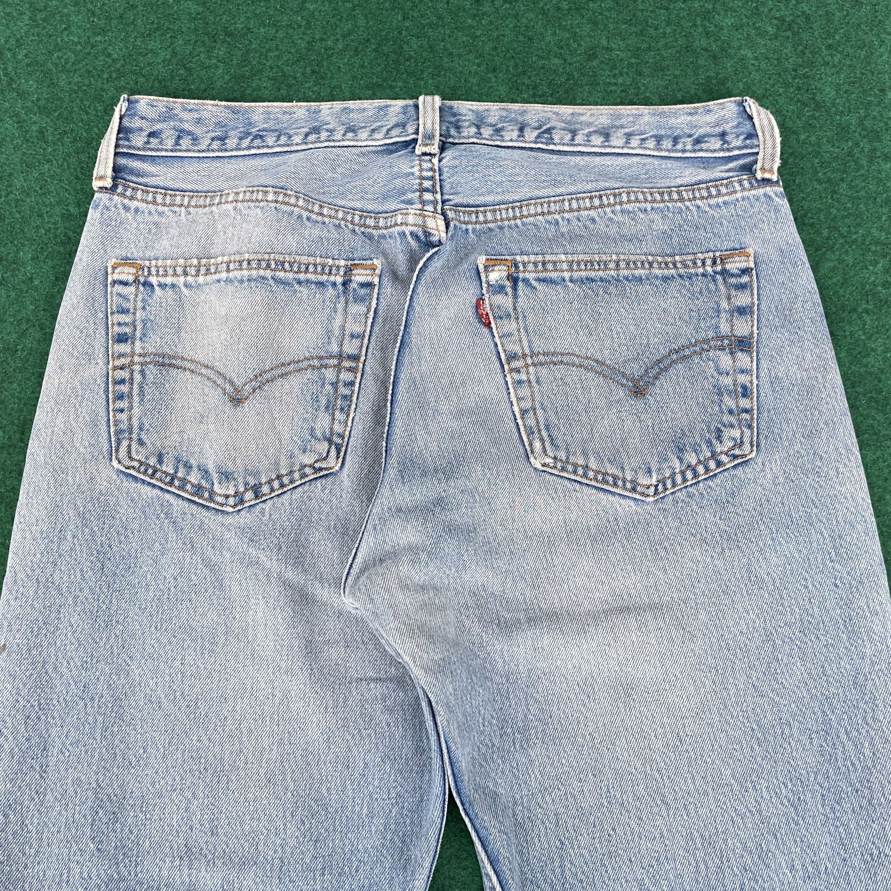 Levi's × Vintage Vtg Levis 501 Light Blue Distressed Ripped Dirty Jeans Size US 31 - 12 Thumbnail