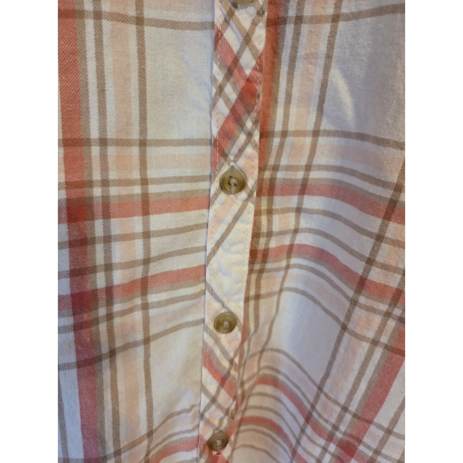 Croft & Barrow VINTAGE? No. Croft & Barrow White Orange Plaid Button Up Flannel Shirt Womens XL Size XL / US 12-14 / IT 48-50 - 3 Thumbnail