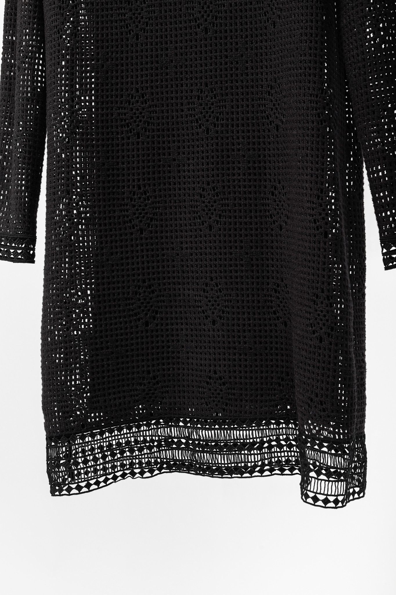 See by Chloe See by Chloe Black Crochet Long-Sleeve Mini Dress Size L / US 10 / IT 46 - 7 Thumbnail