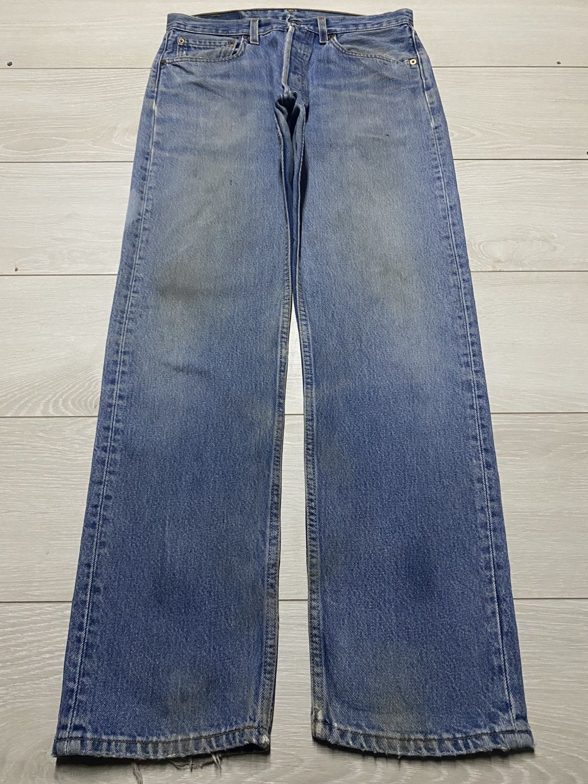 Levi's Levis 501 Y2k Faded Wash Bleach Distressed Jeans Size US 30 / EU 46 - 1 Thumbnail