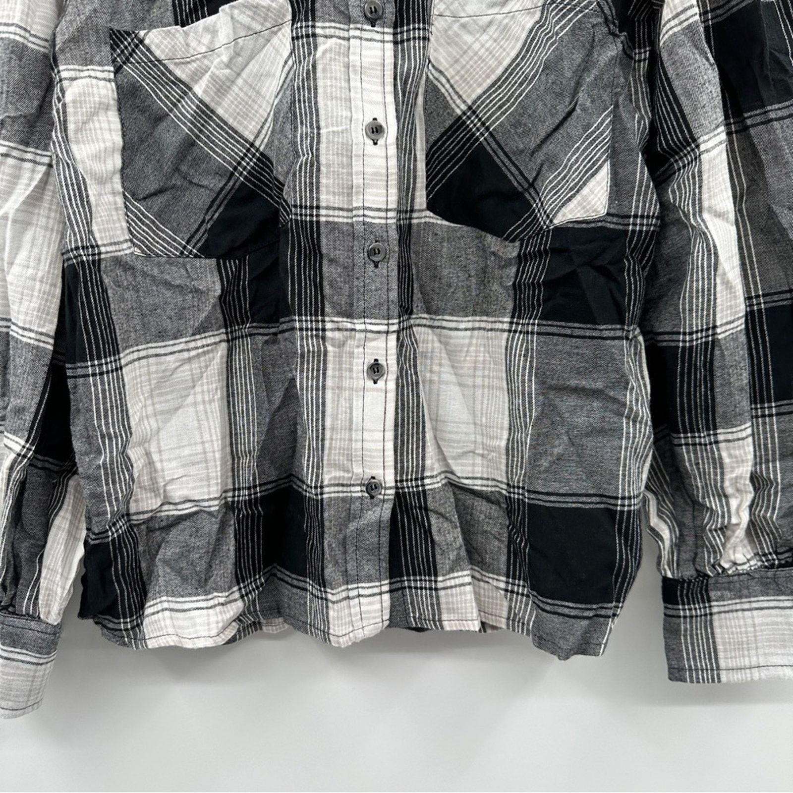 Sanctuary Sanctuary Leading Lady Black & White Plaid Button Down Shirt Size XL / US 12-14 / IT 48-50 - 3 Thumbnail