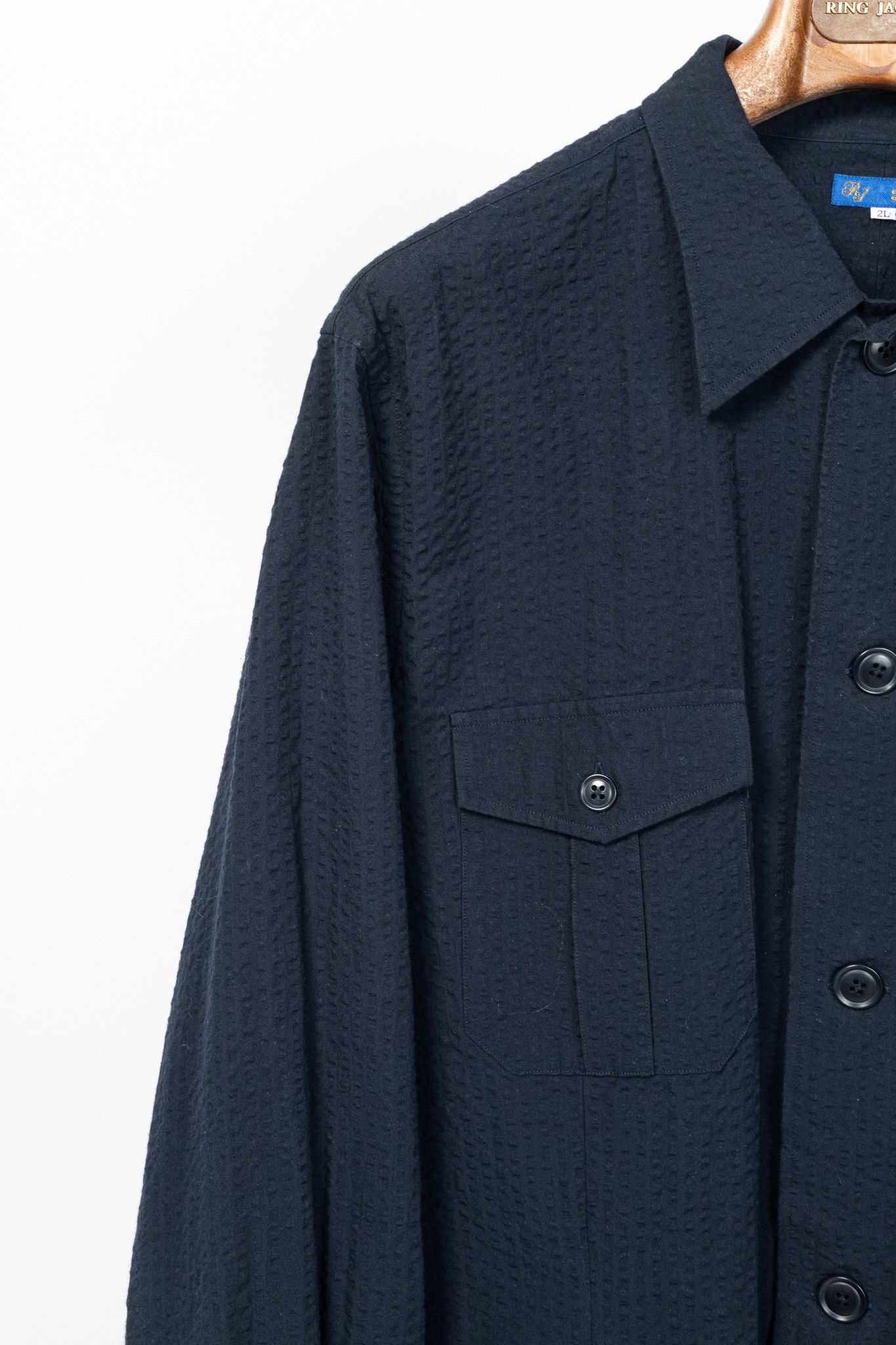 Ring Jacket RJ By Ring Jacket Navy Cotton Seersucker Utility Jacket Size US XL / EU 56 / 4 - 5 Thumbnail