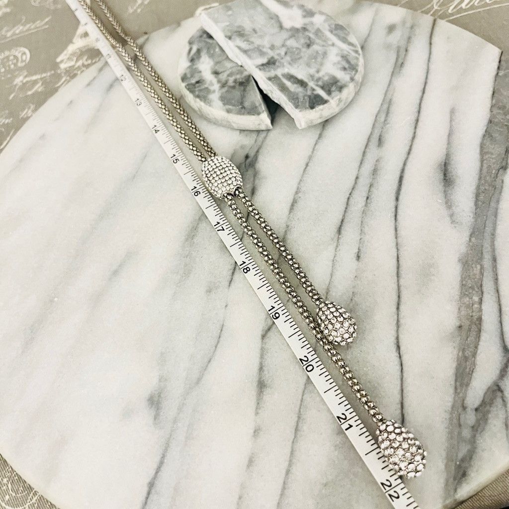 Chicos Chico's Pave Crystal Necklace Silver Size ONE SIZE - 5 Thumbnail