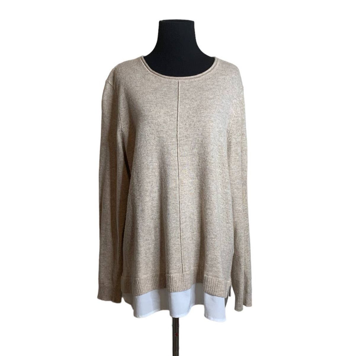 Calvin Klein Calvin Klein beige long sleeves layered sweater size Large Size L / US 10 / IT 46 - 7 Thumbnail